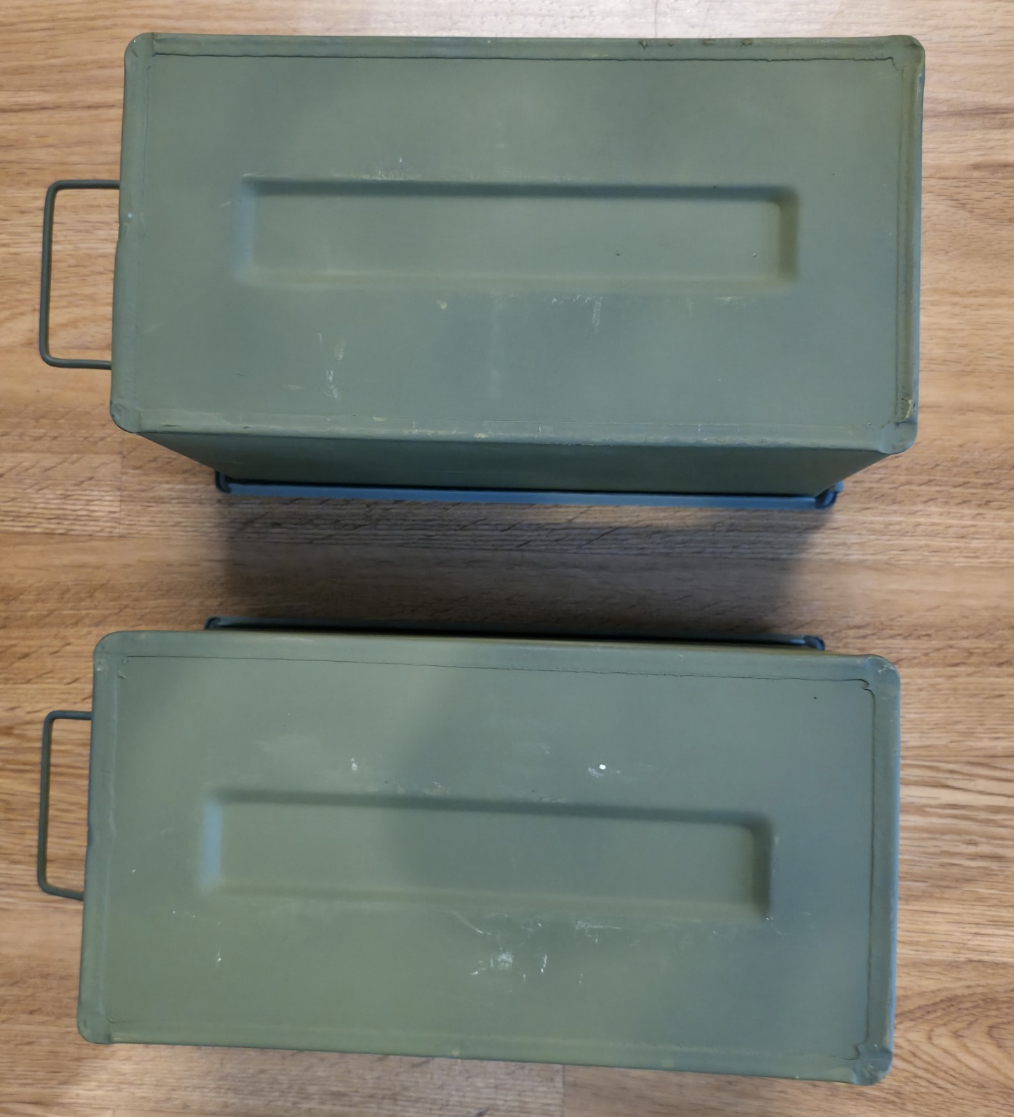 Two Original .50 CALIBER 5.56mm Military AMMO CAN 50CAL METAL AMMO CAN BOX M2A1