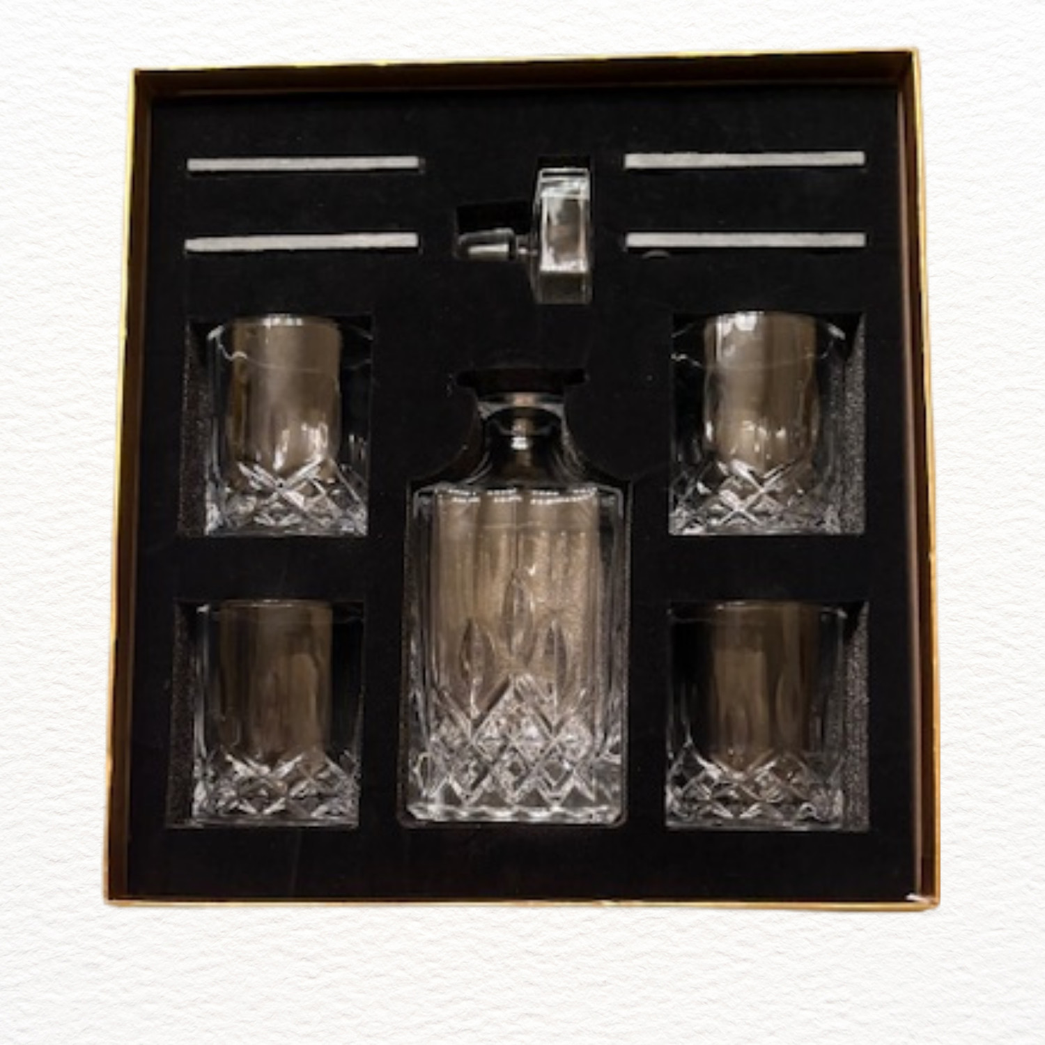 Whiskey Decanter 5 Piece w/4Glasses- Luxury Gift Box to Your Man By ROYALION