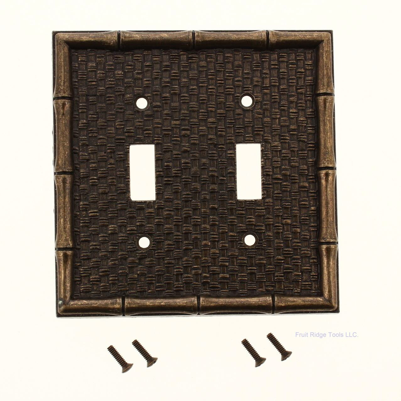 Leviton Antique Brass Finish Tiki Bamboo 2-Gang Switch Cover Plate Switchplate