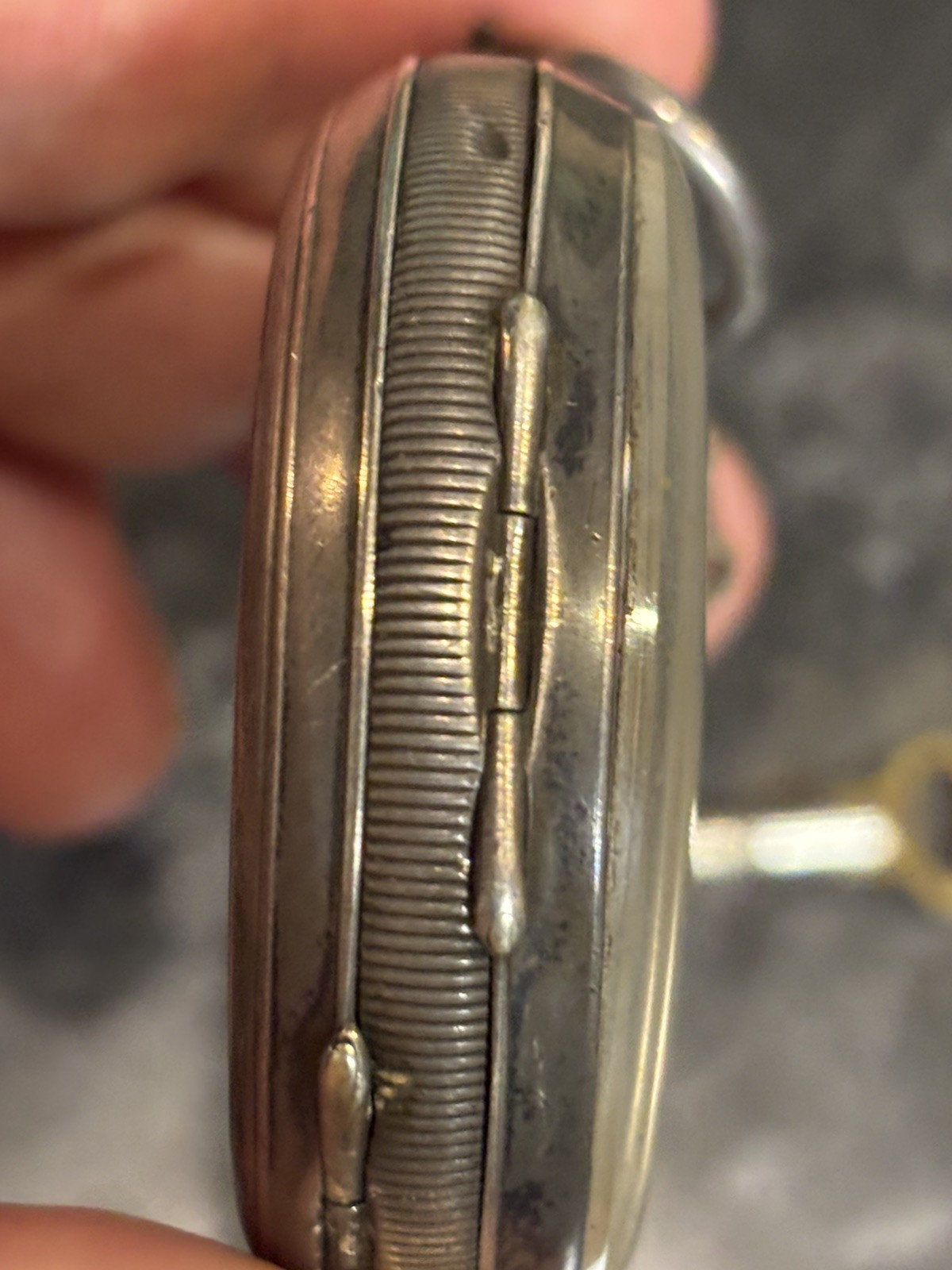 VINTAGE BUREN 935 STERLING POCKETWATCH WORKING 50mm KEY WIND NEEDS SERVICED