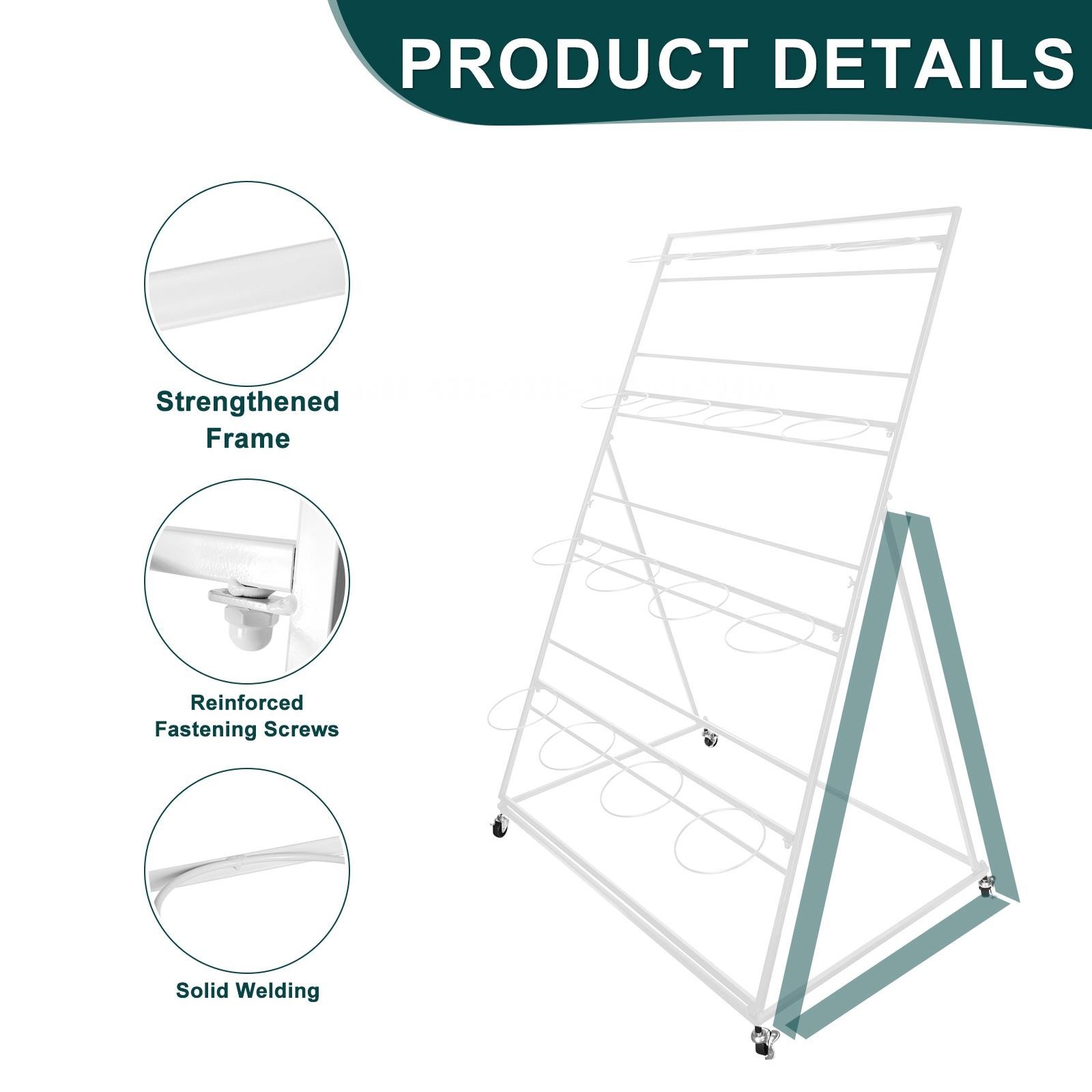 3/4 Tiers Flower Display Stand Cart w/ Round/Square &12/16 Buckets Flower Stand