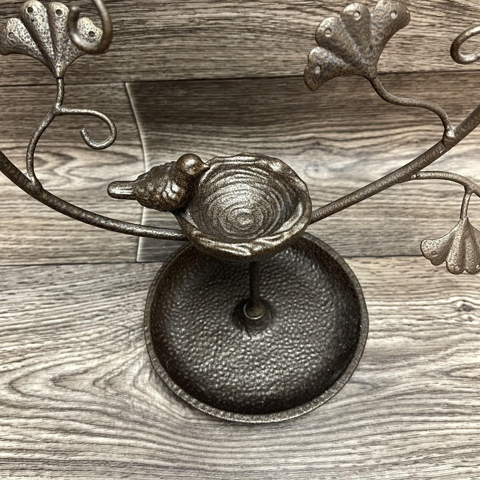 Metal Jewelry Tree Brown Rustic Primitive Tabletop Ring Necklace Earring Holder