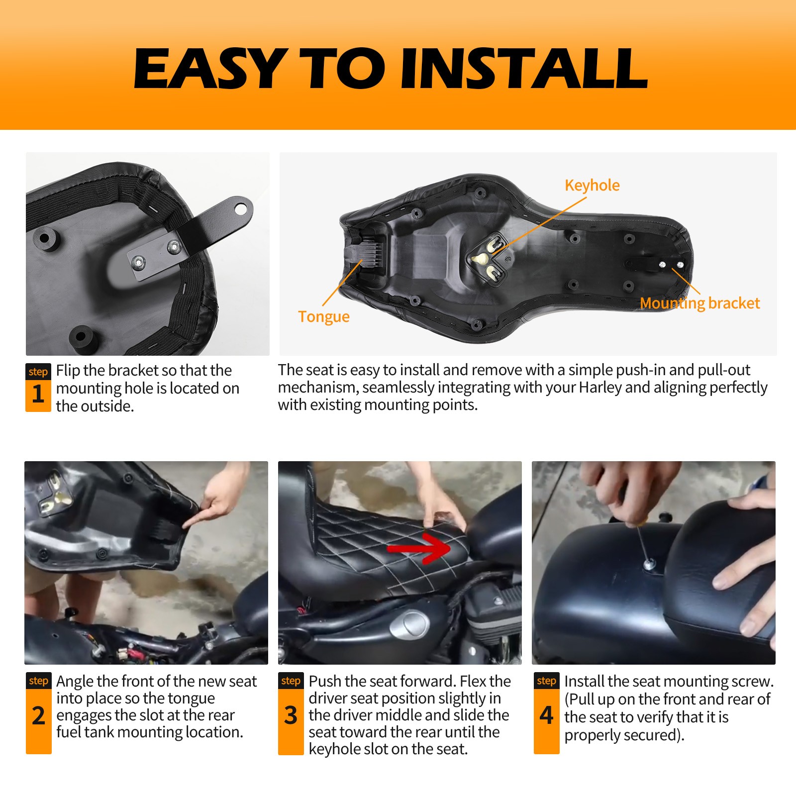 Driver Rider Passenger Two-up Seat For Harley Sportster XL Iron 883 1200 Custom