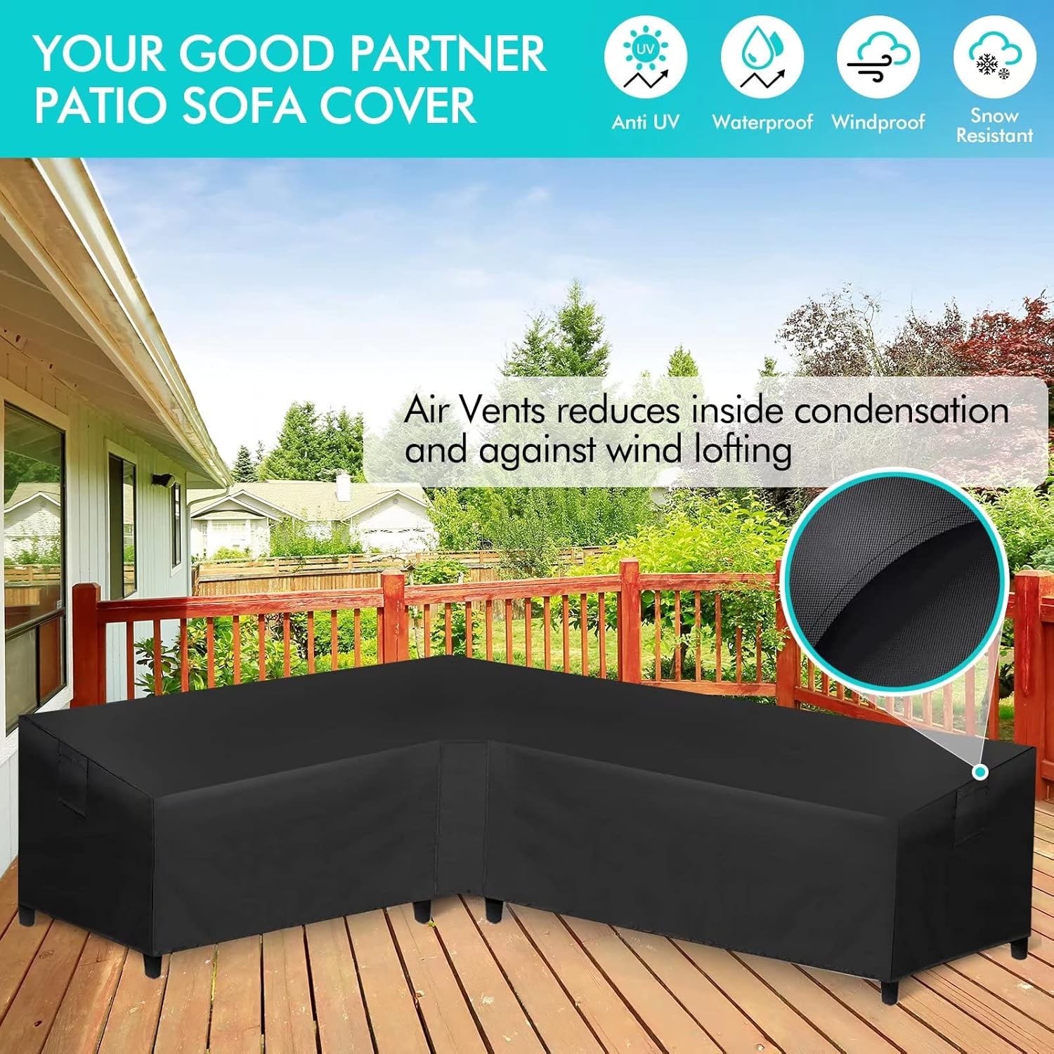 Patio L Shaped Sectional Sofa Cover Waterproof Heavy Duty Outdoor Sectional