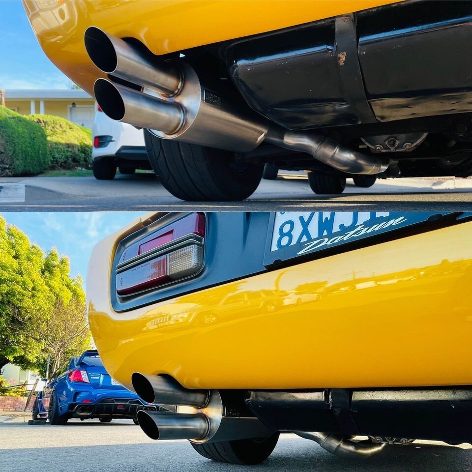 1320 Twin Exit Fujitsubo Legalis Style muffler 240z 260z 280z 510 2.5 inch inlet