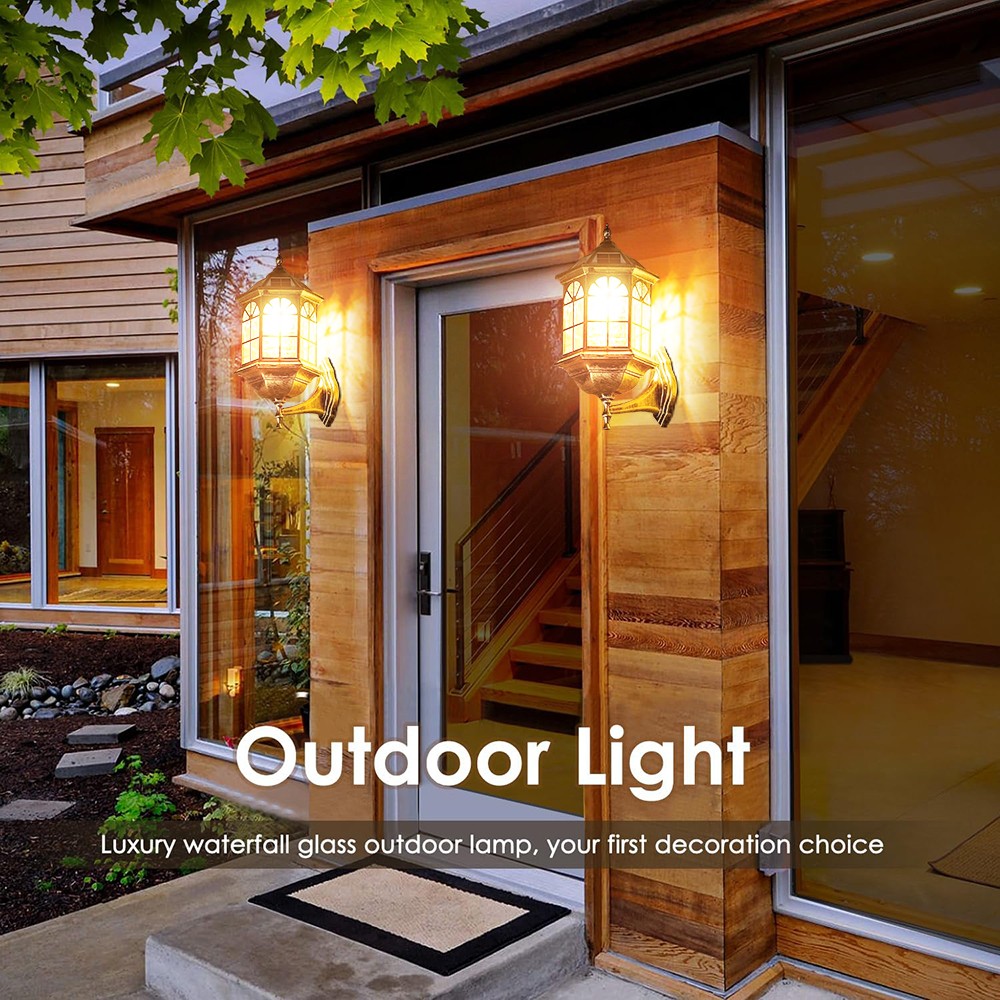 2PCS Solar Wall Lantern Light Dusk To Dawn LED Sconce Lamp Porch Outdoor Lamp