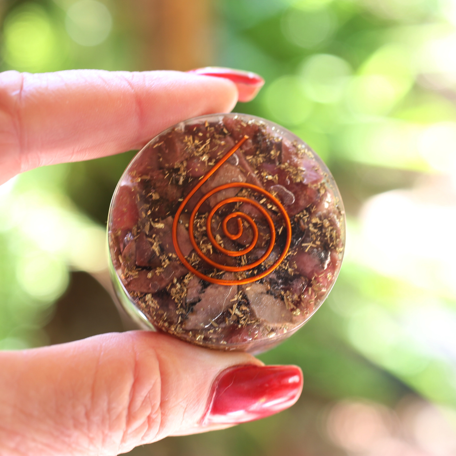 Natural Raw Rhodonite Orgone Tower Buster 1.75 Inch 5g & EMF Protection