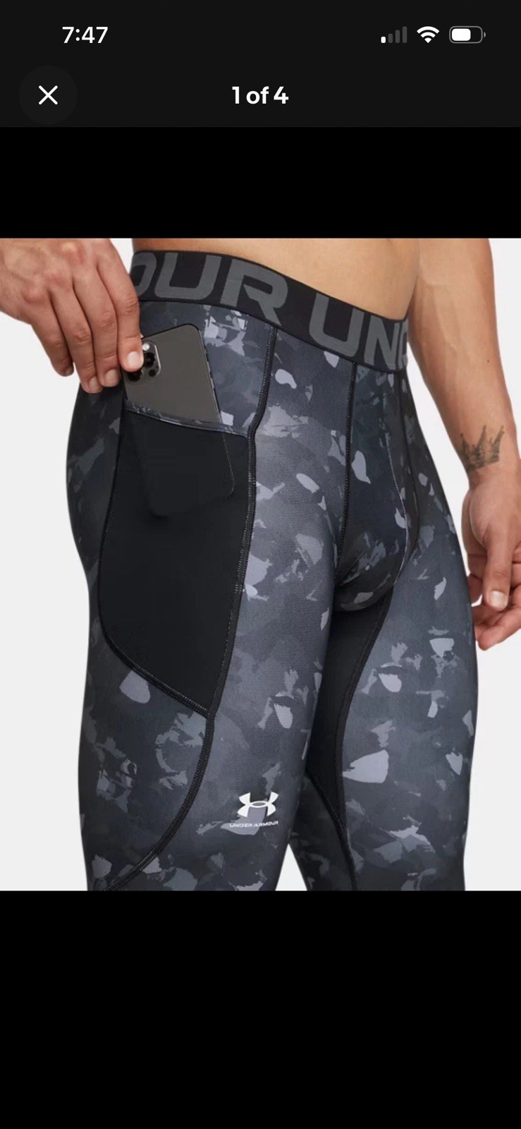 NWT Men’s Small Printed Under Armour HeatGear Compression Leggings