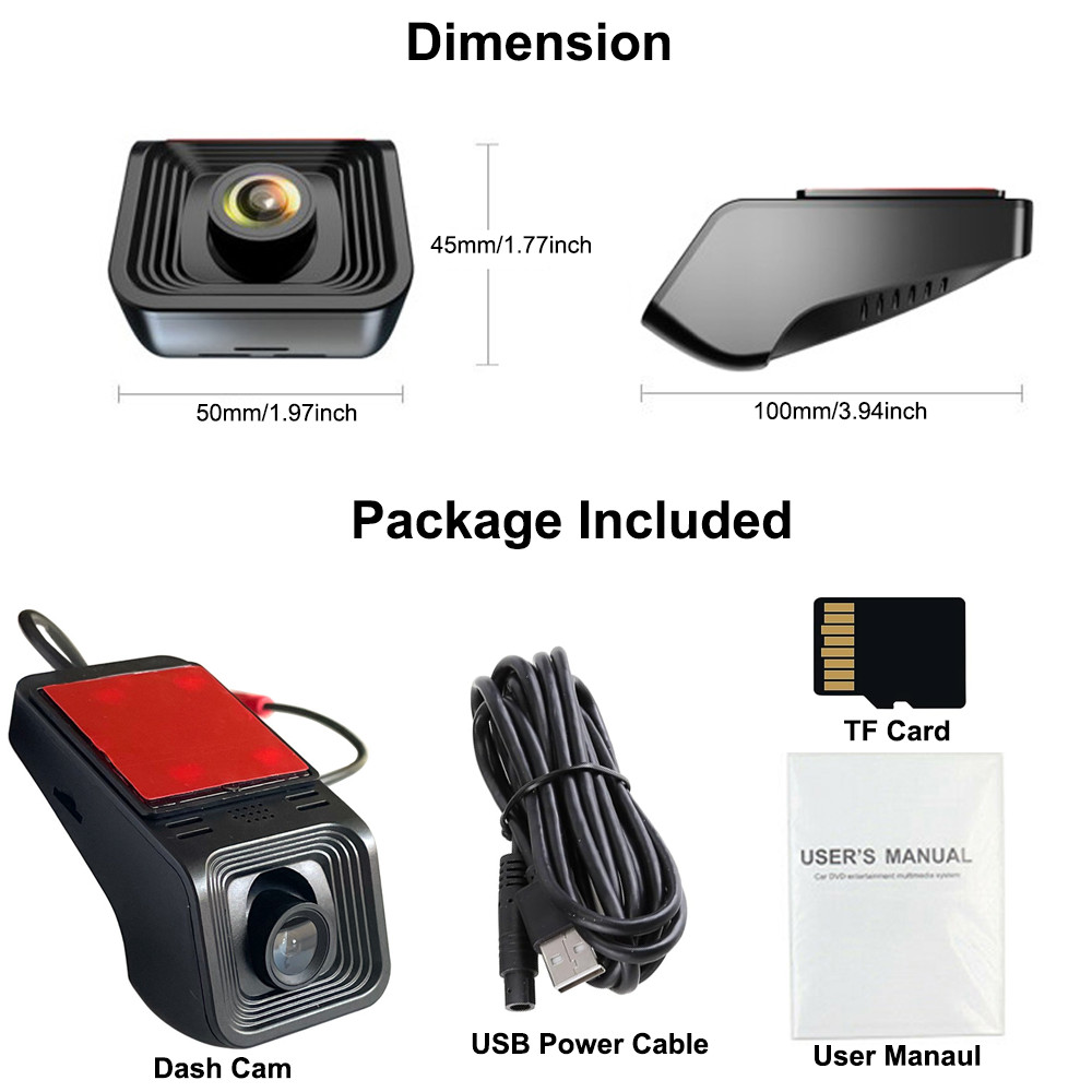 1080P HD USB Car DVR Dash Cam Camera ADAS Drive Video Recorder With 64G TF Card