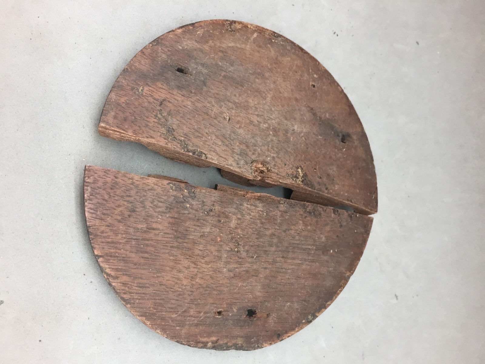 Architectural Salvage Wood Furniture Part Decorative Applied Circle split in 2