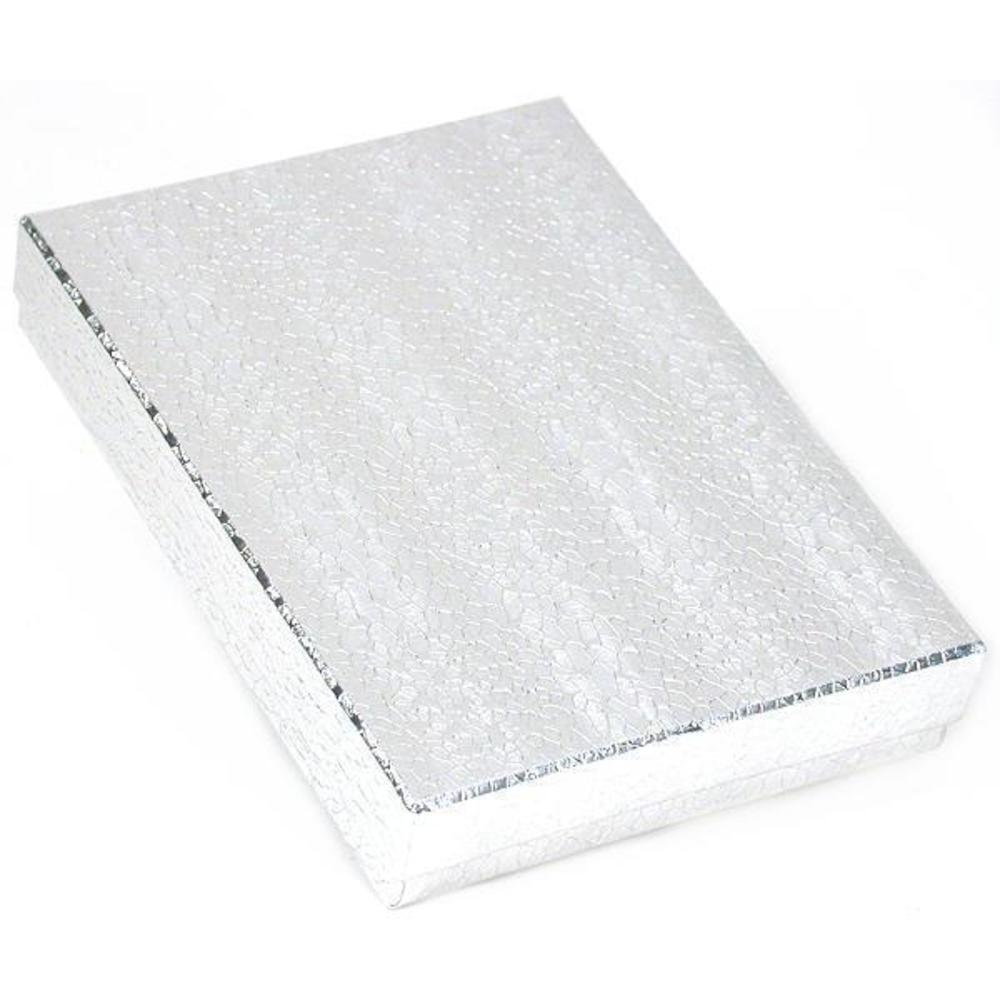 100 Cotton Box Silver 5 3/8" x 3 7/8" x 1"