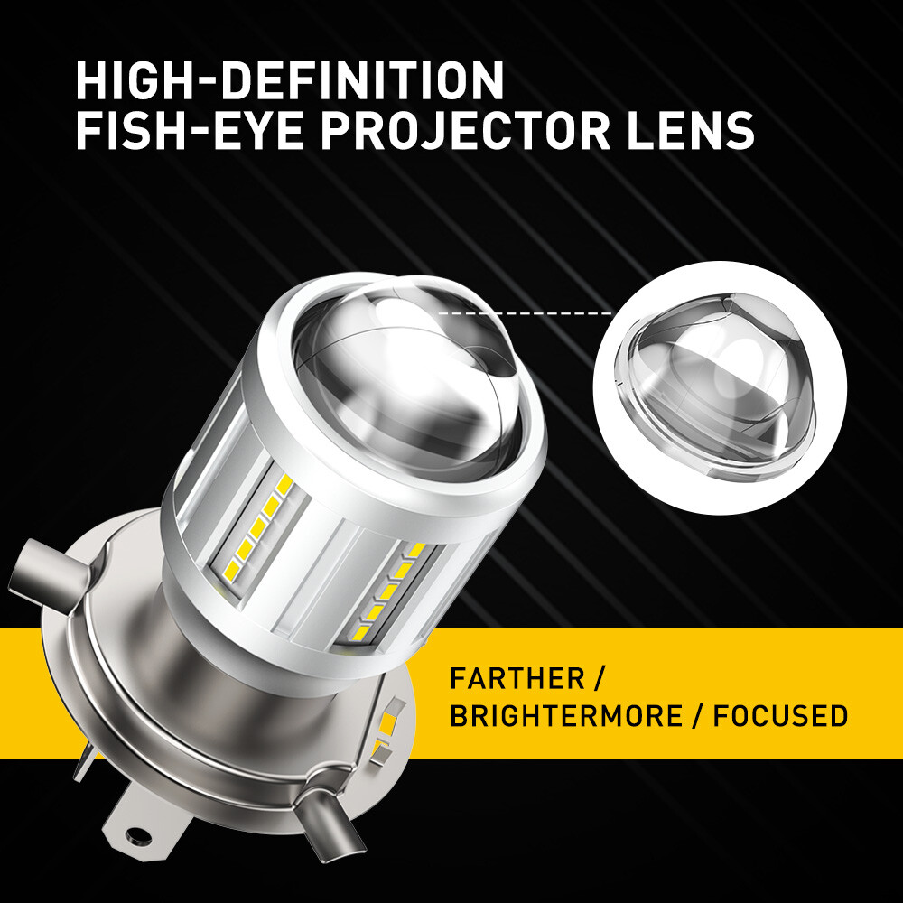 AUXITO Motorcycle H4 9003 LED Headlight High Low Beam 3000K 6500K Bulb Projector