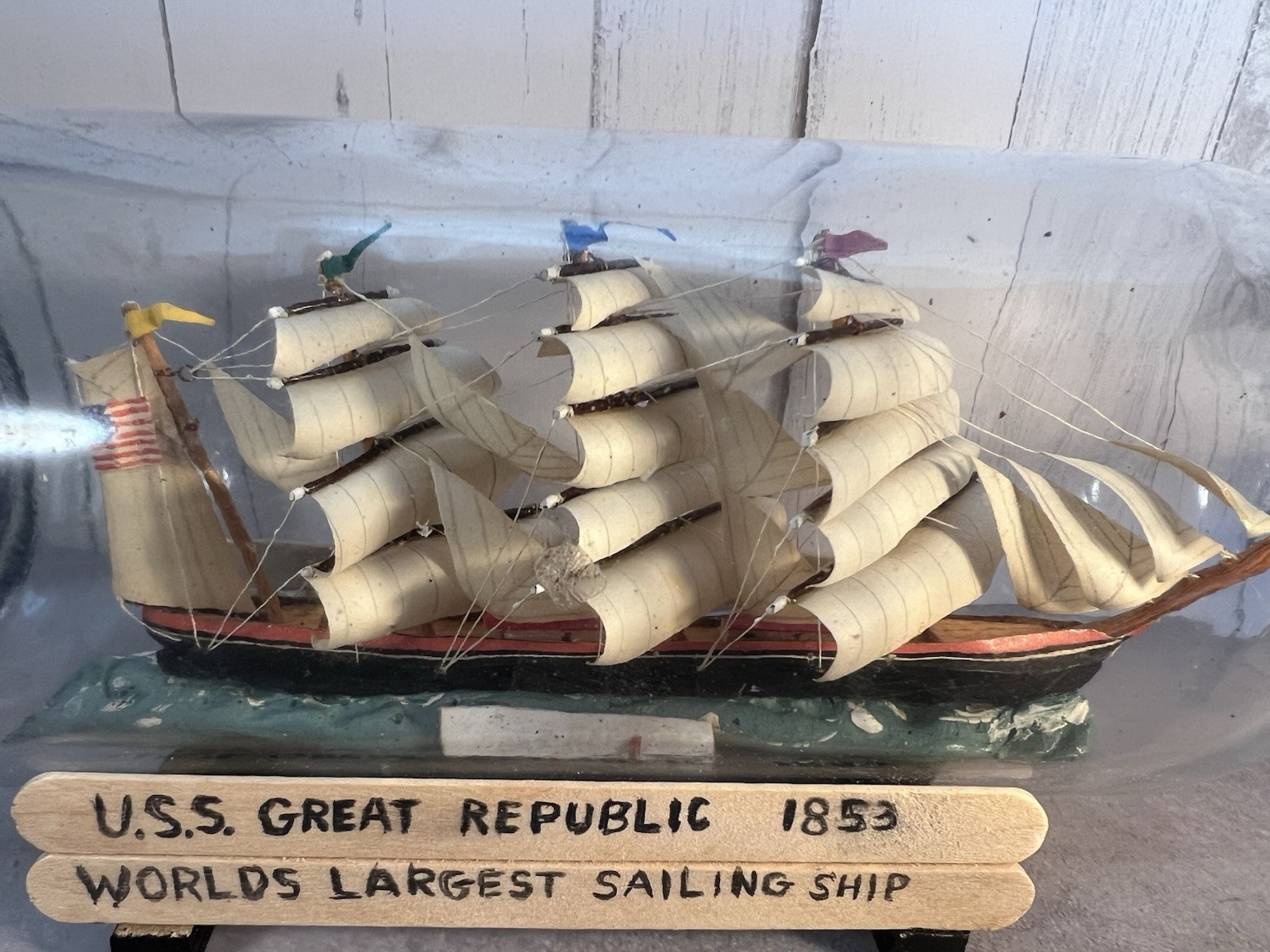 Vintage USS Great Republic, Ship In A Bottle, Highly Detailed