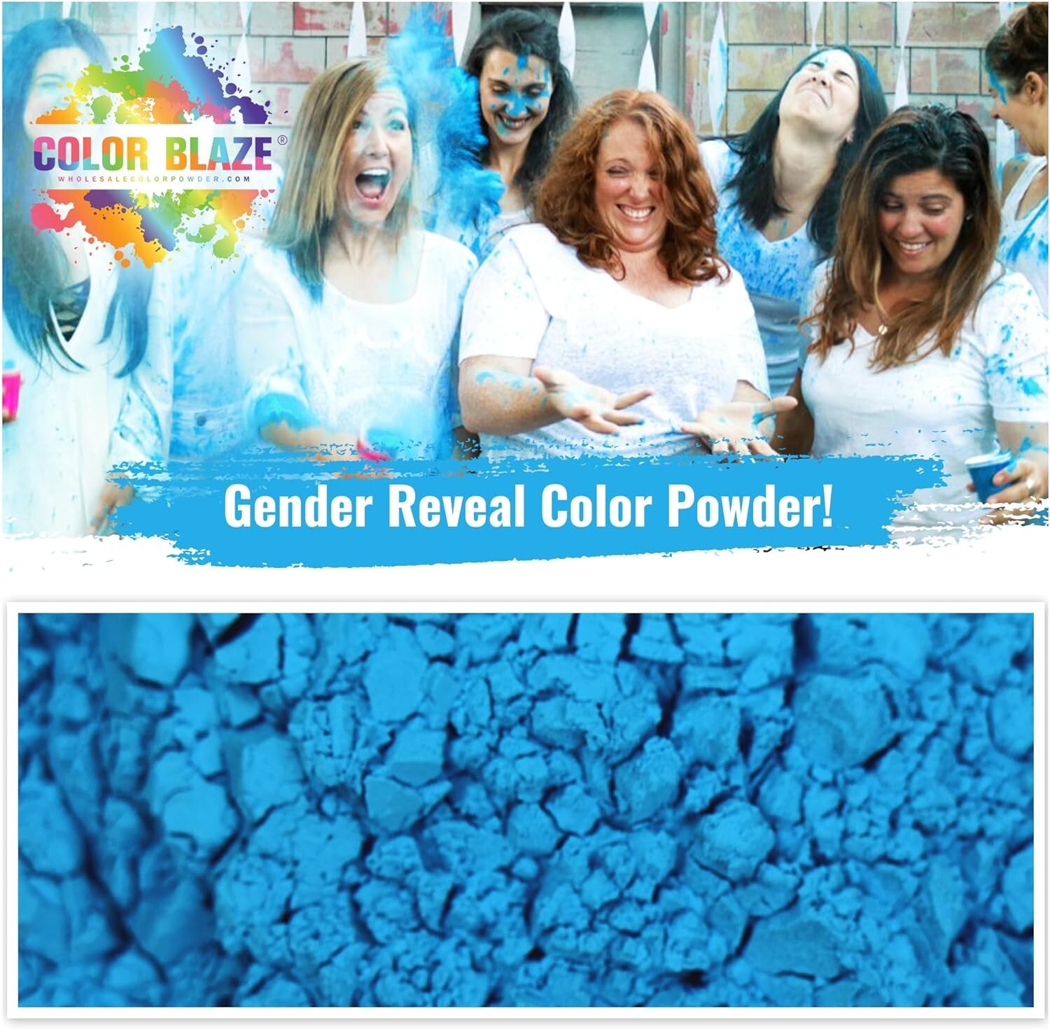 Color Blaze Gender Reveal Powder 2lbs Blue Baby Boy Party Shower (2-1LB bags)