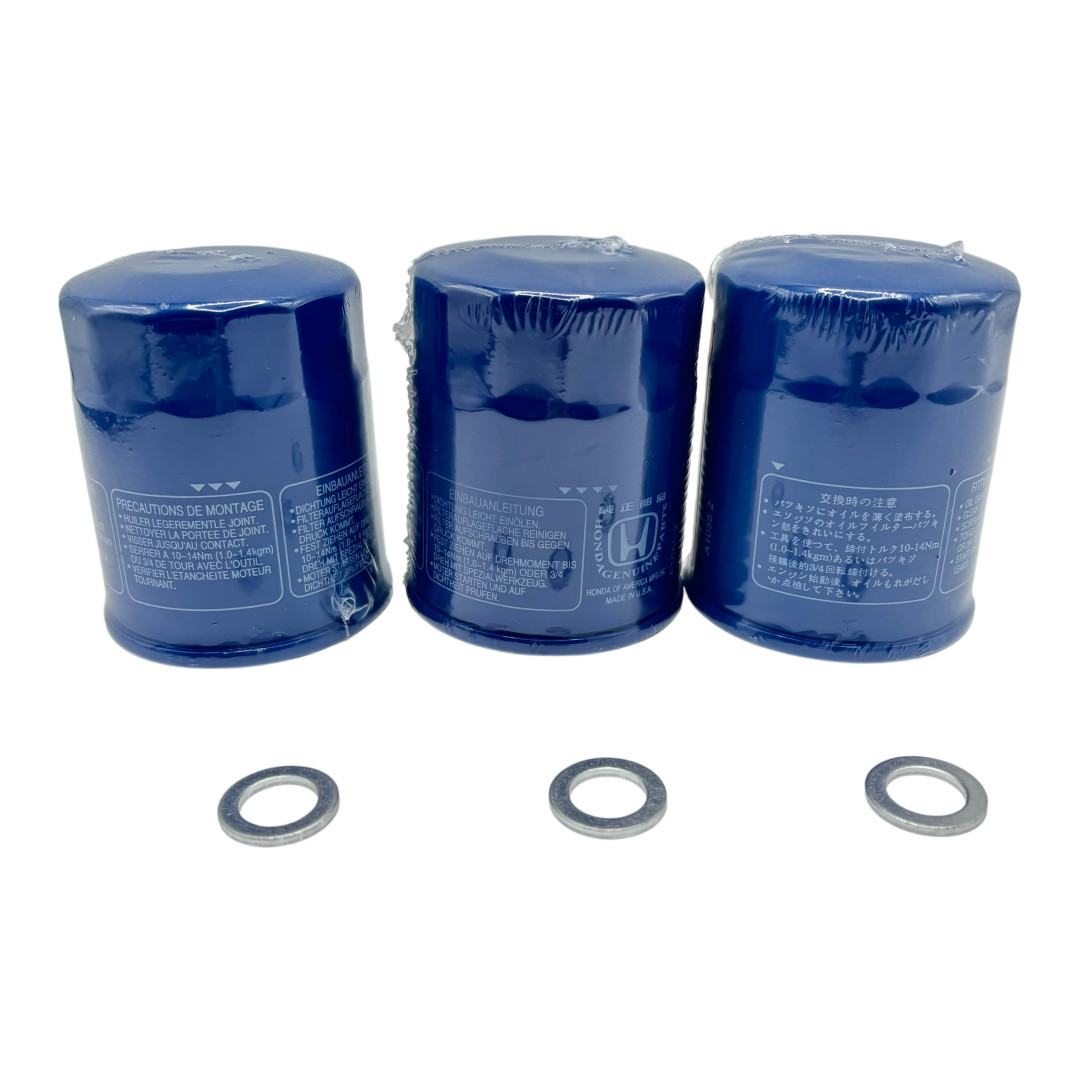3Pcs Honda Genuine Oil Filters With Drain Plug Washer 15400-PLM-A02 New Sealed