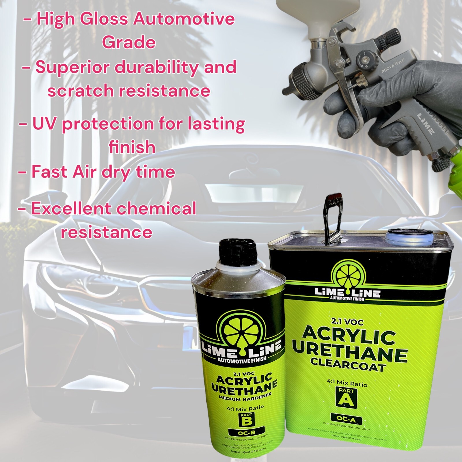 LiME LiNE Automotive Acrylic Urethane Clearcoat 2k Top Coat, hardner 1.25 QUART
