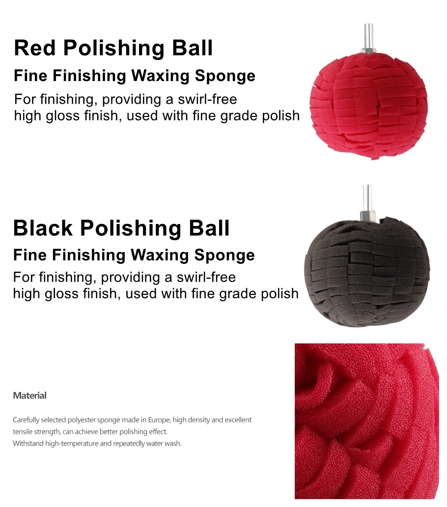 Foam Drill Polishing Cone Ball Pads Kit Car Hub Waxing Buffing Wheel Polisher 4"
