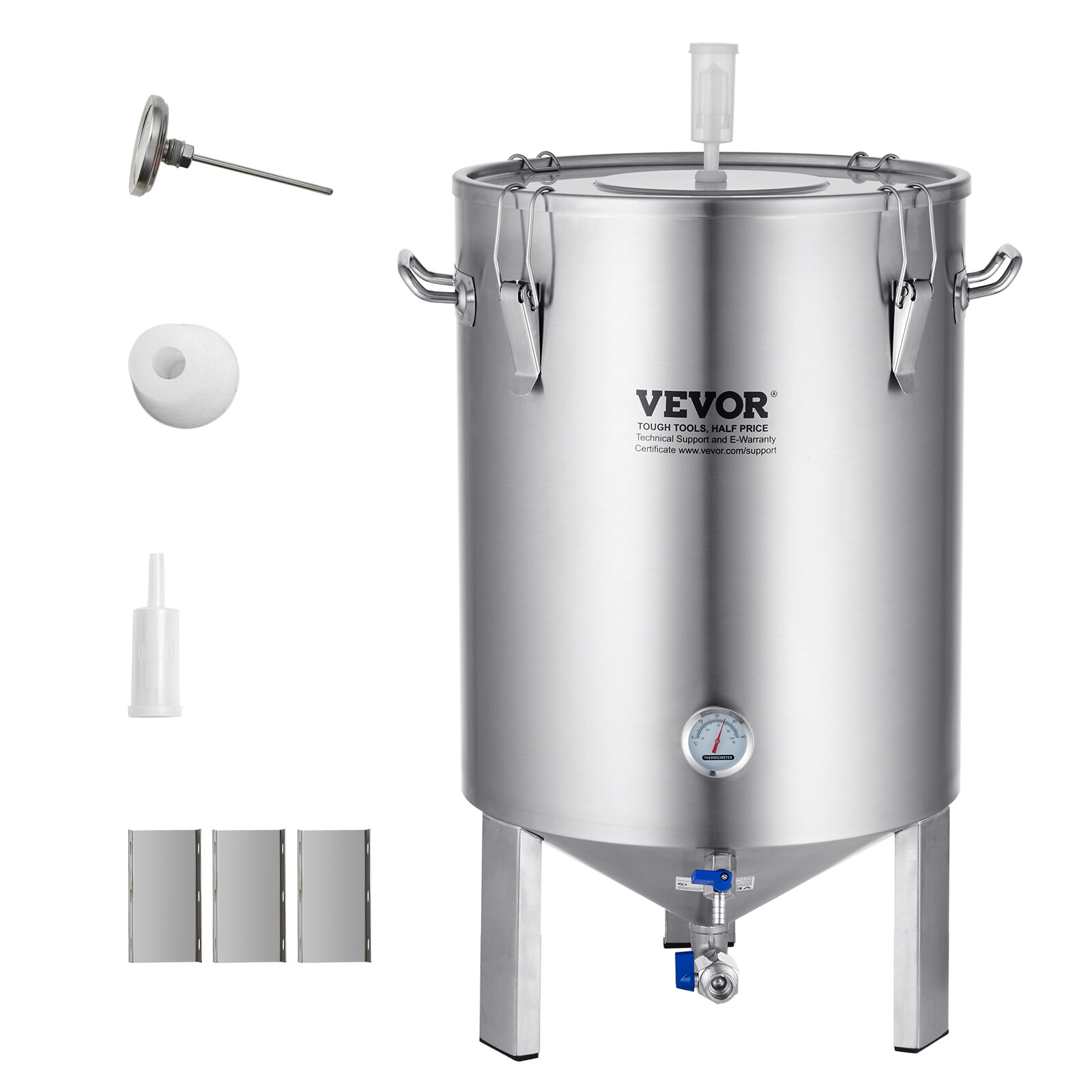 VEVOR 16 Gal Stainless Steel Home Brew Kettle Set Beer Brew Bucket Fermentor