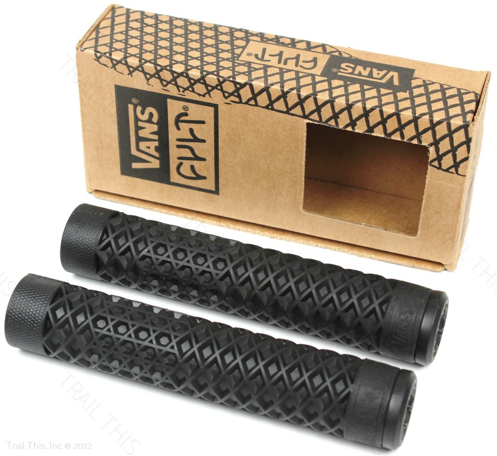 Cult X Vans Flangeless Black Grips Waffle Pattern Fixed BMX Bike Scooter ODI