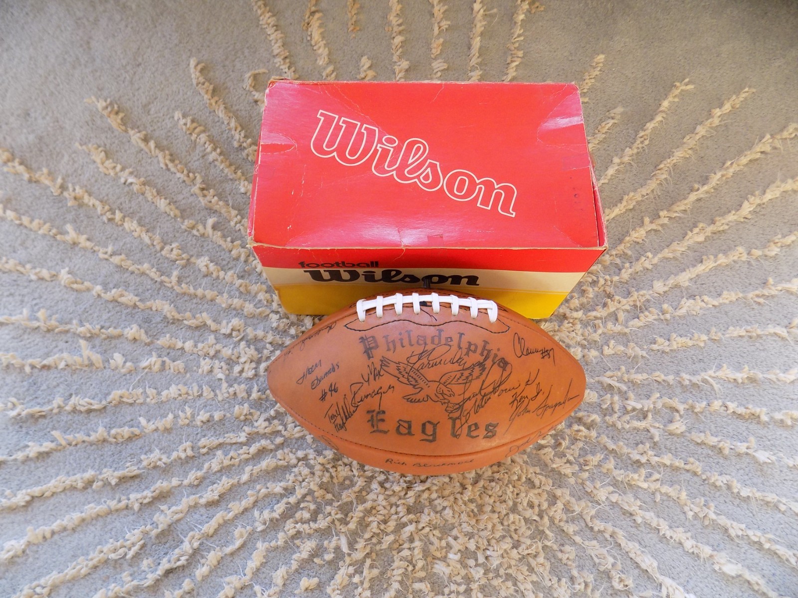 Philadelphia Eagles NFC Champions 1980 Team Issued Signed Wilson Football