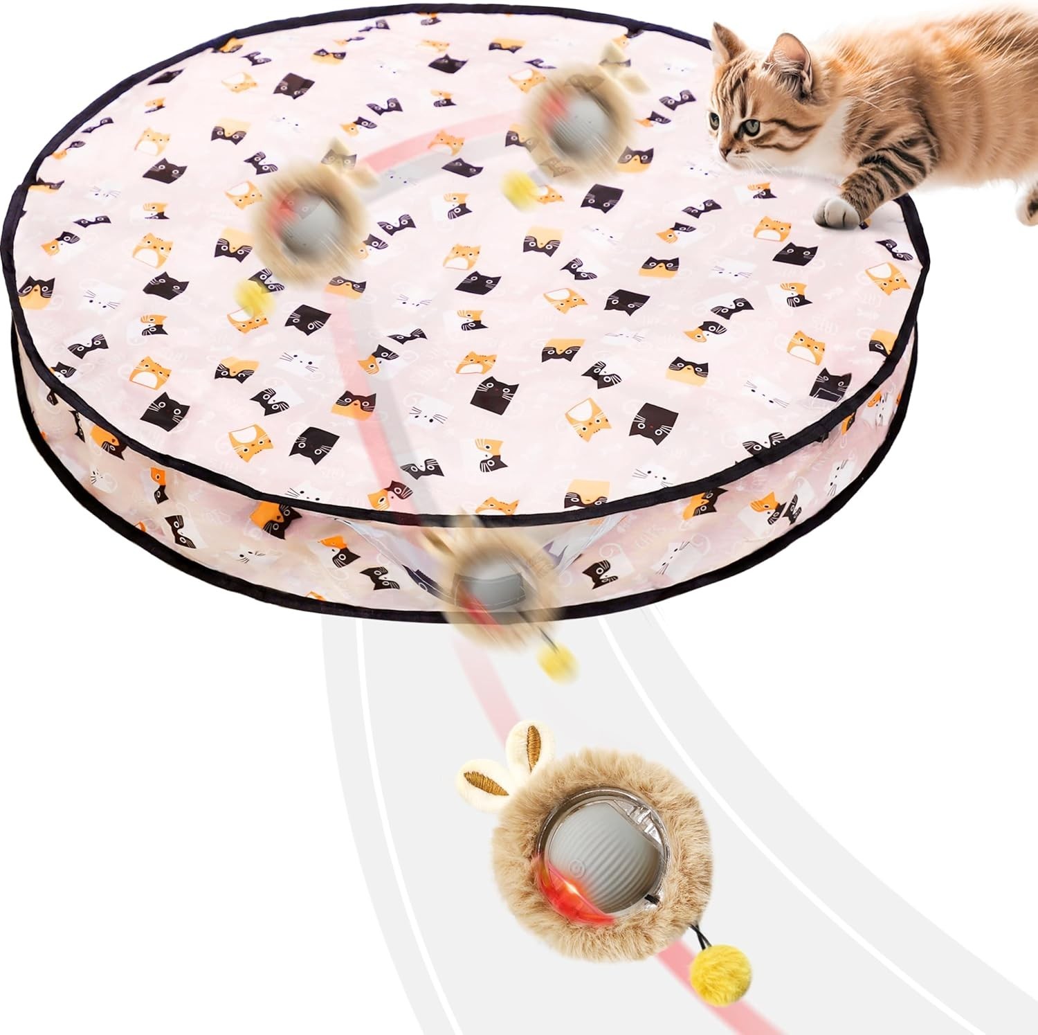 Interactive Cat Toy Ball Fast Rolling in Pouch, Motion Activate Chirping Sensory