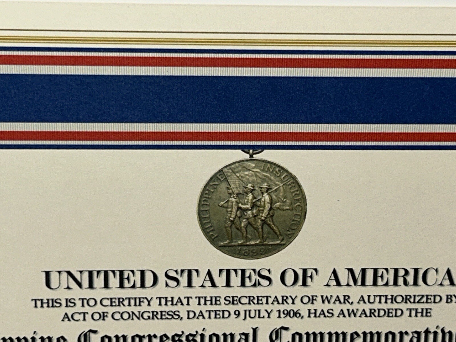 PHILIPPINE CONGRESS COMMEMORATIVE MEDAL CERTIFICATE ~ W/PRINTING TYPE-1