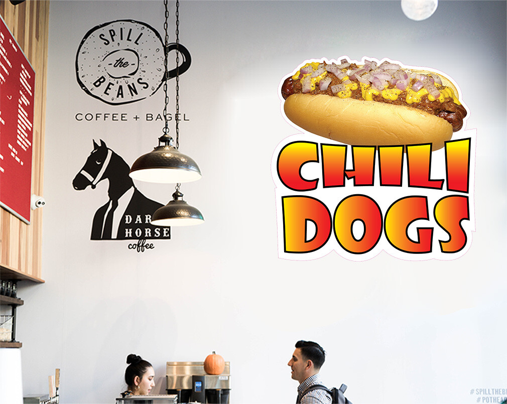 Food Truck Decals Chili Dogs Style B Restaurant & Food Concession Sign Yellow