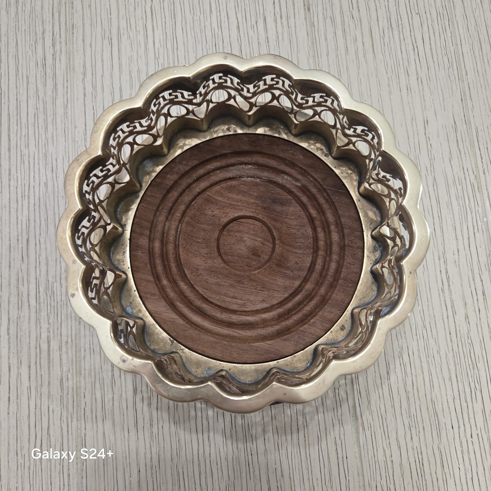 Vintage Mottahedah Rosewood and Brass Wine Bottle Holder Natchez Foundation