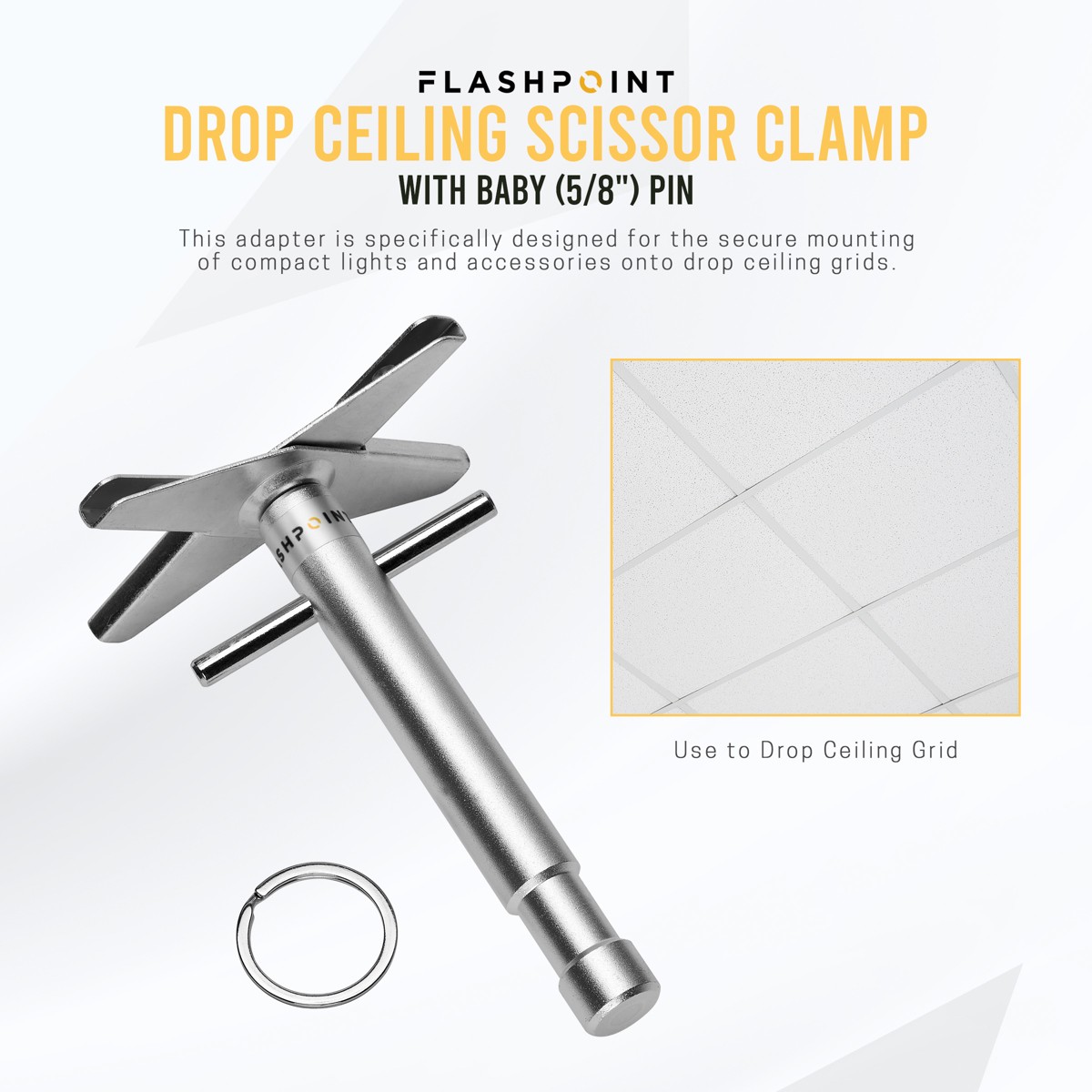 Flashpoint Drop Ceiling Scissor Clamp with Baby (5/8") Pin #DC-BP-S