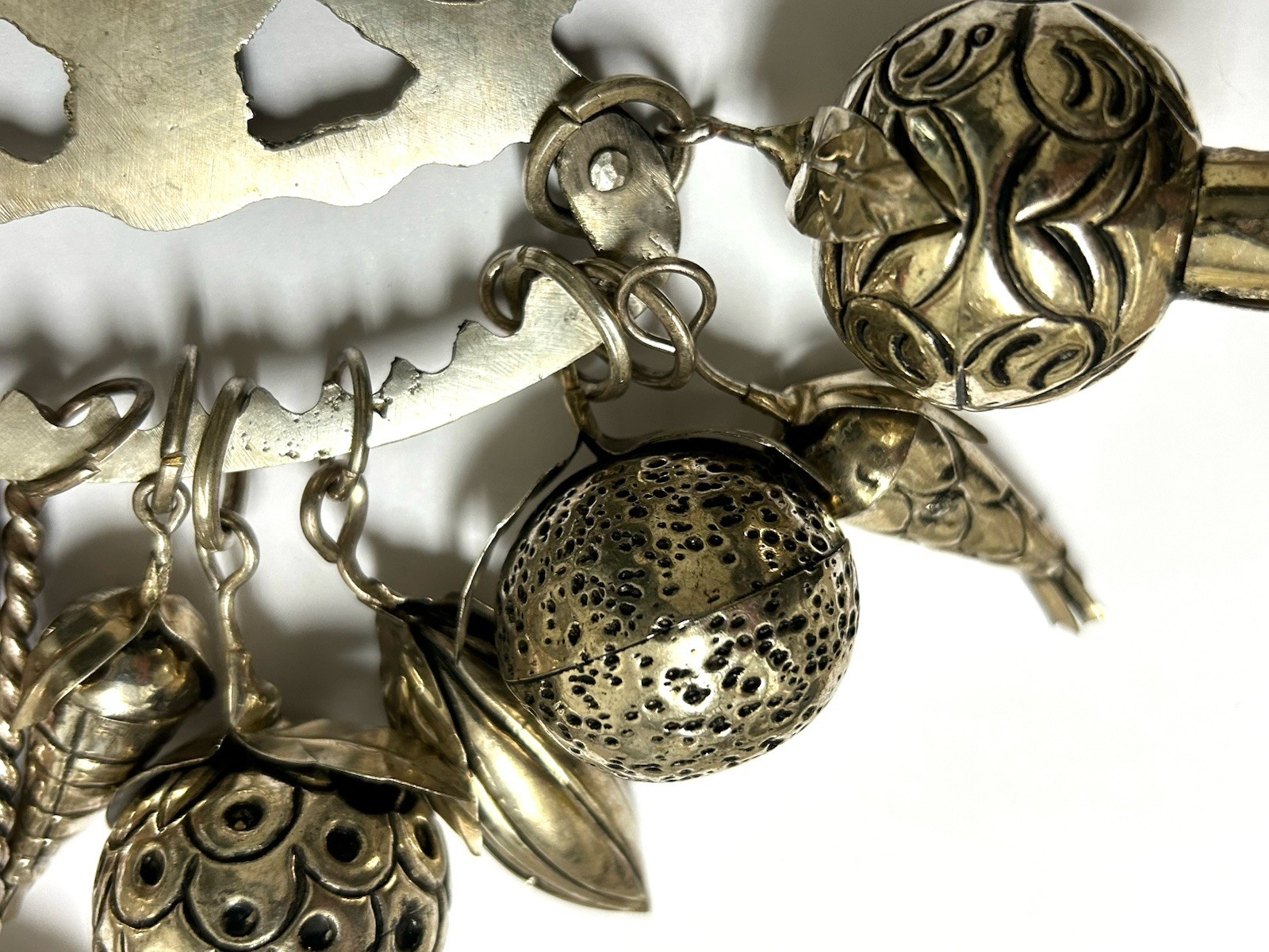 Vintage Brazilian Penca de Balangandãs – Silver Hanging Amulet 10 Charms