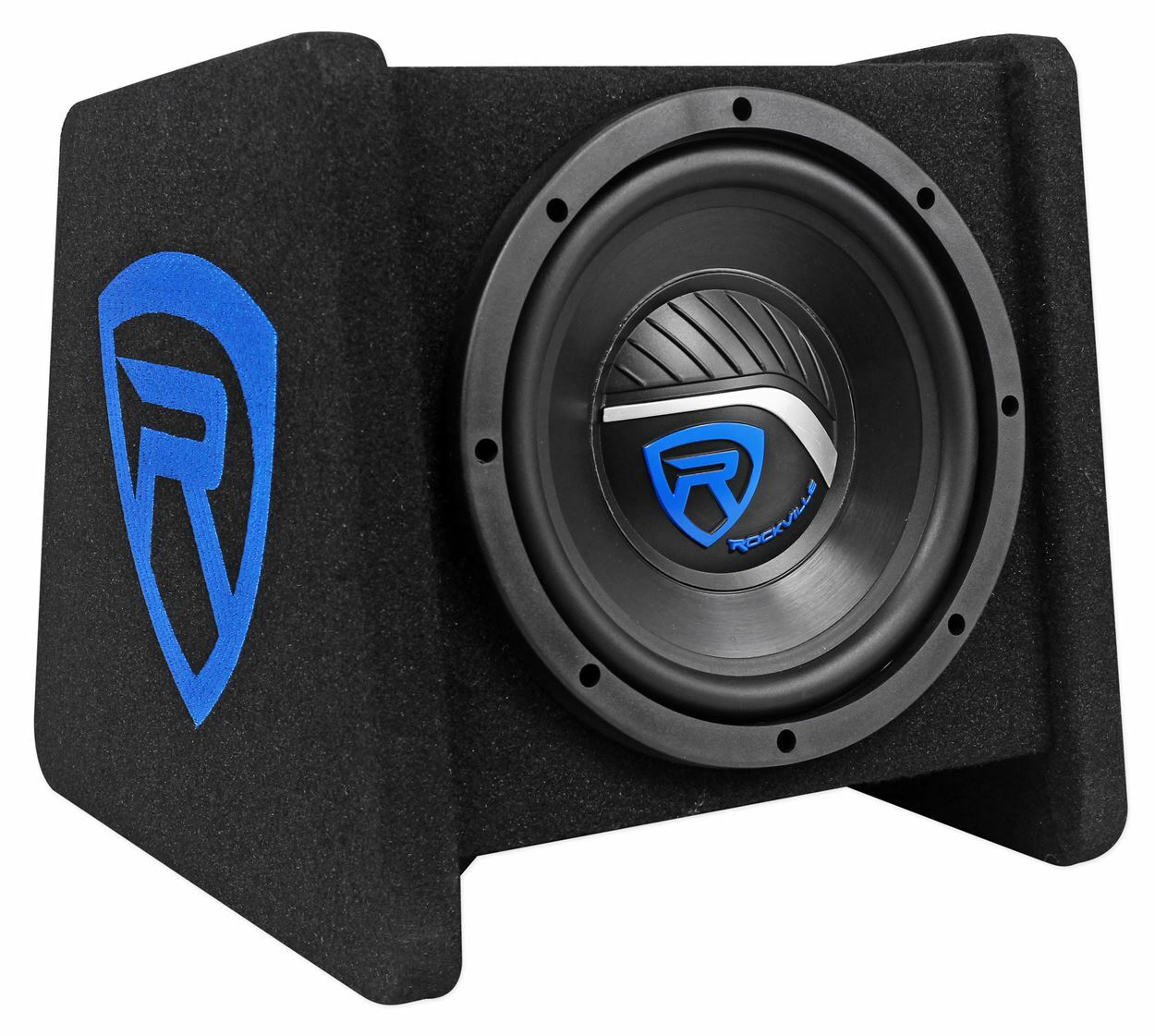 Rockville RV8.1A 400w 8" Loaded Car Subwoofer Enclosure+Mono Amplifier+Amp Kit
