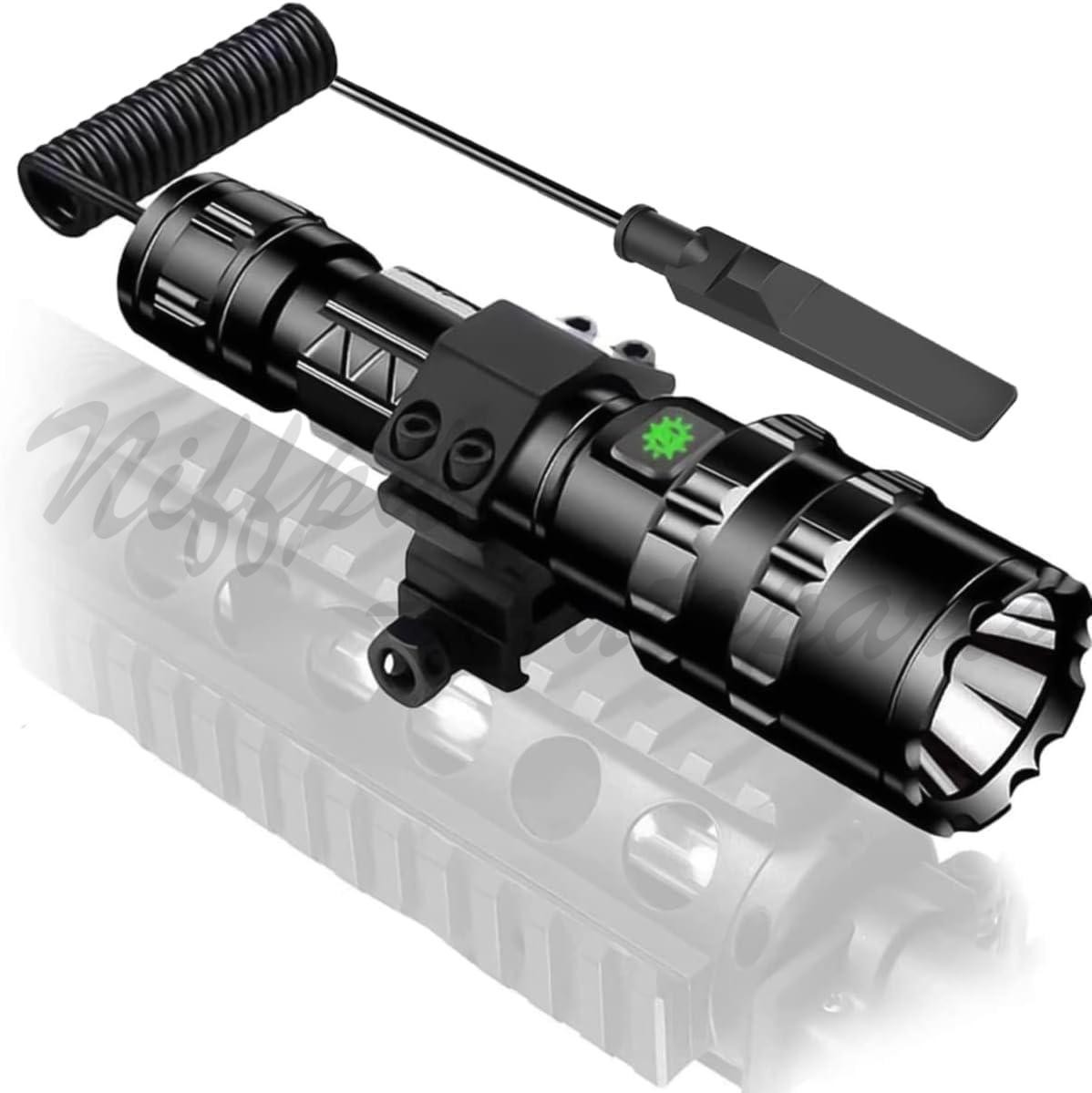 90000LM Tactical Police Gun Flashlight +Picatinny Rail Mount+Switch for Hunting