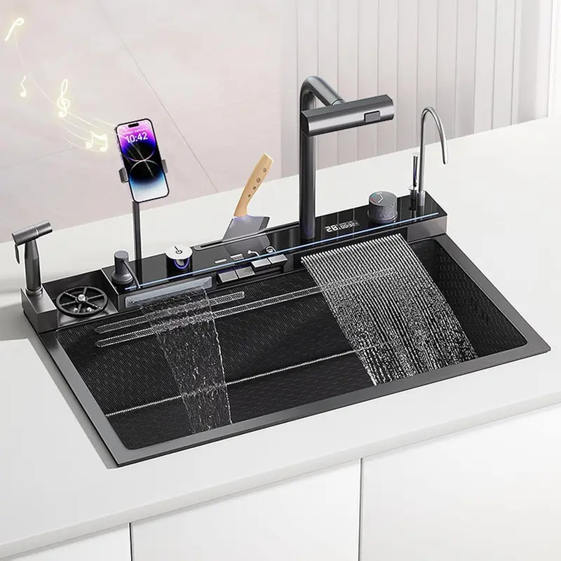 BRONCHO 29.5x18 INCH Modern Smart  Single Bowl Kitchen Sinks With Faucet