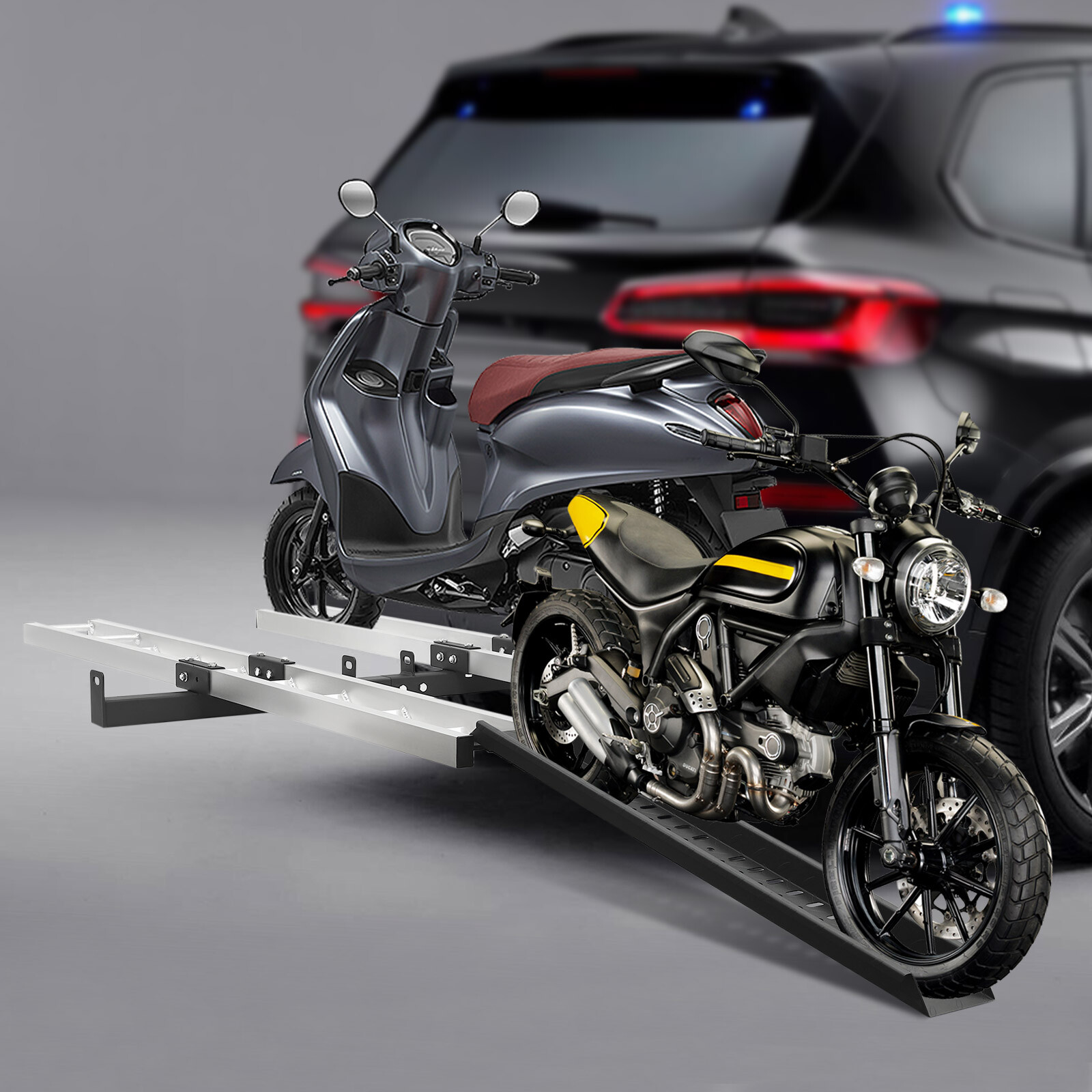 600 LBS Heavy Duty Motorcycle Carrier Dirt Bike Rack Hitch Mount Hauler w/ Strap