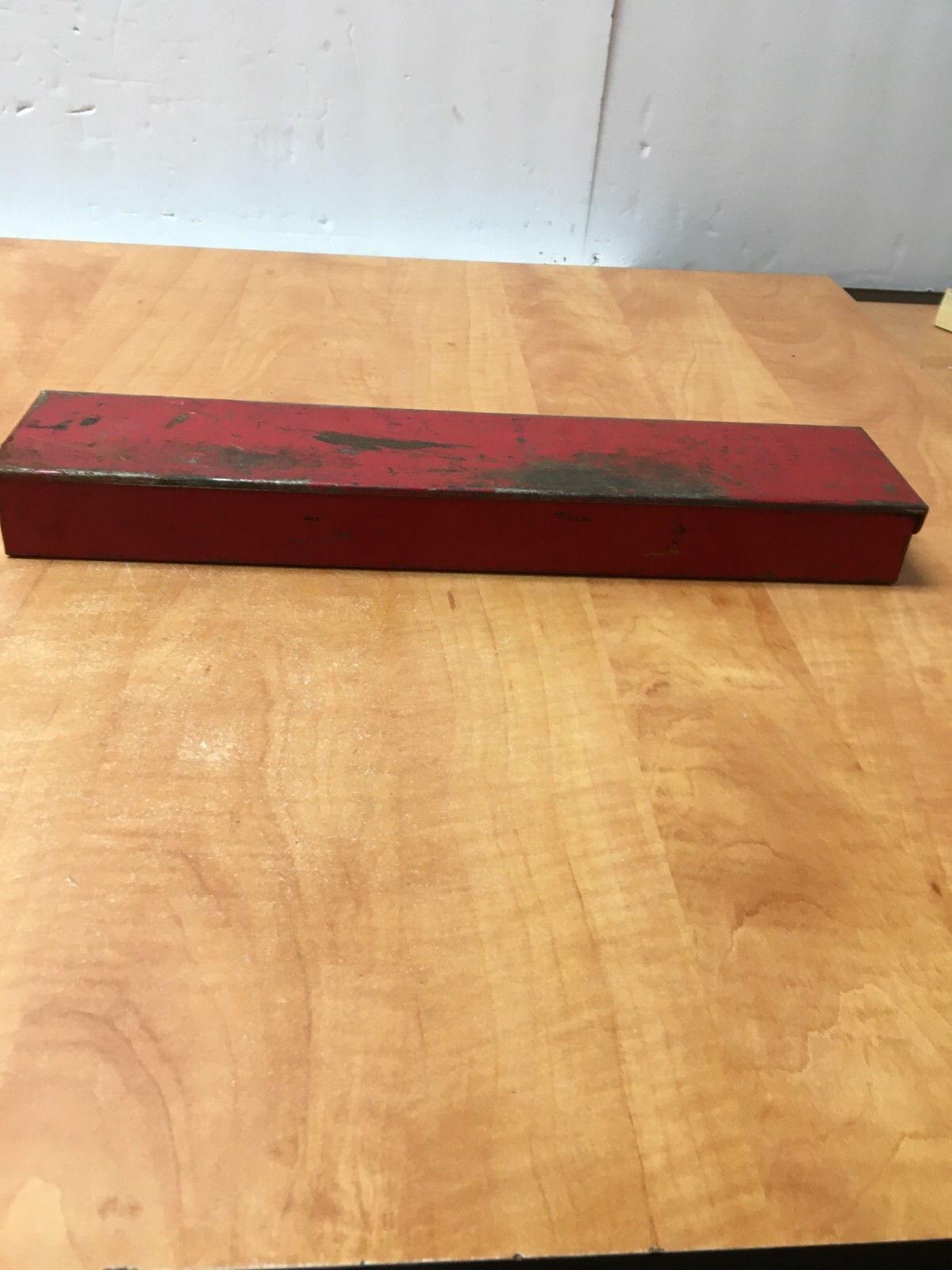 Vintage Husky Tool USA Red Metal Socket Case 15" x 3.25" x 1.5"