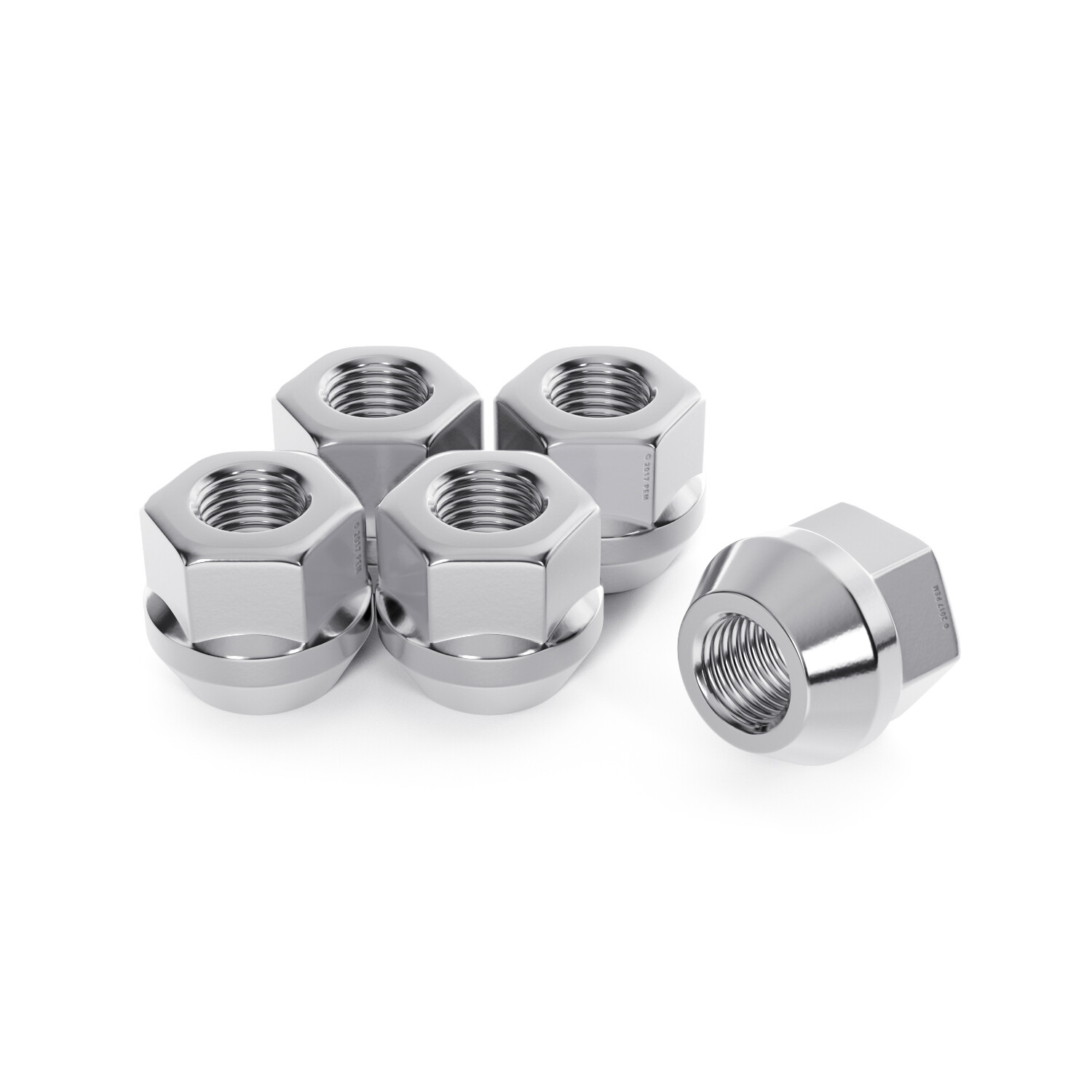 ​(20) Open 14x1.5 Lug Nuts - Acorn Bulge Conical Seat, 19mm or 3/4" Hex, Silver