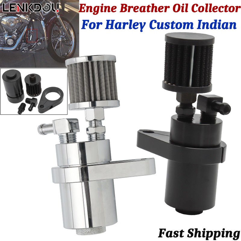 Aluminum 40-0568 Engine Breather Oil Catch Can Collector For Harley BMW Indian