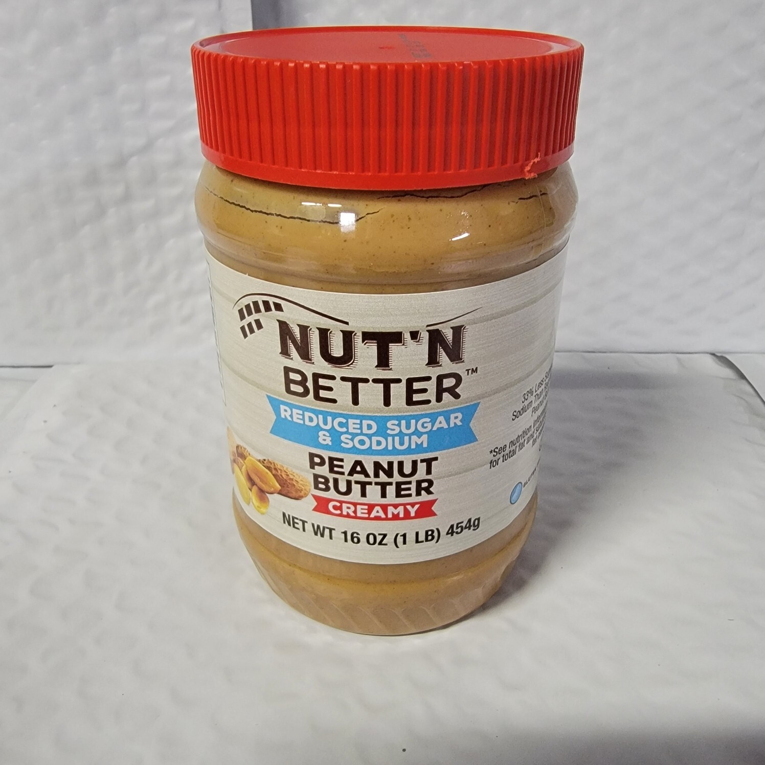 Nut'N Better CREAMY Peanut Butter Low Sugar/Sodium 16 oz (PACK of 12)