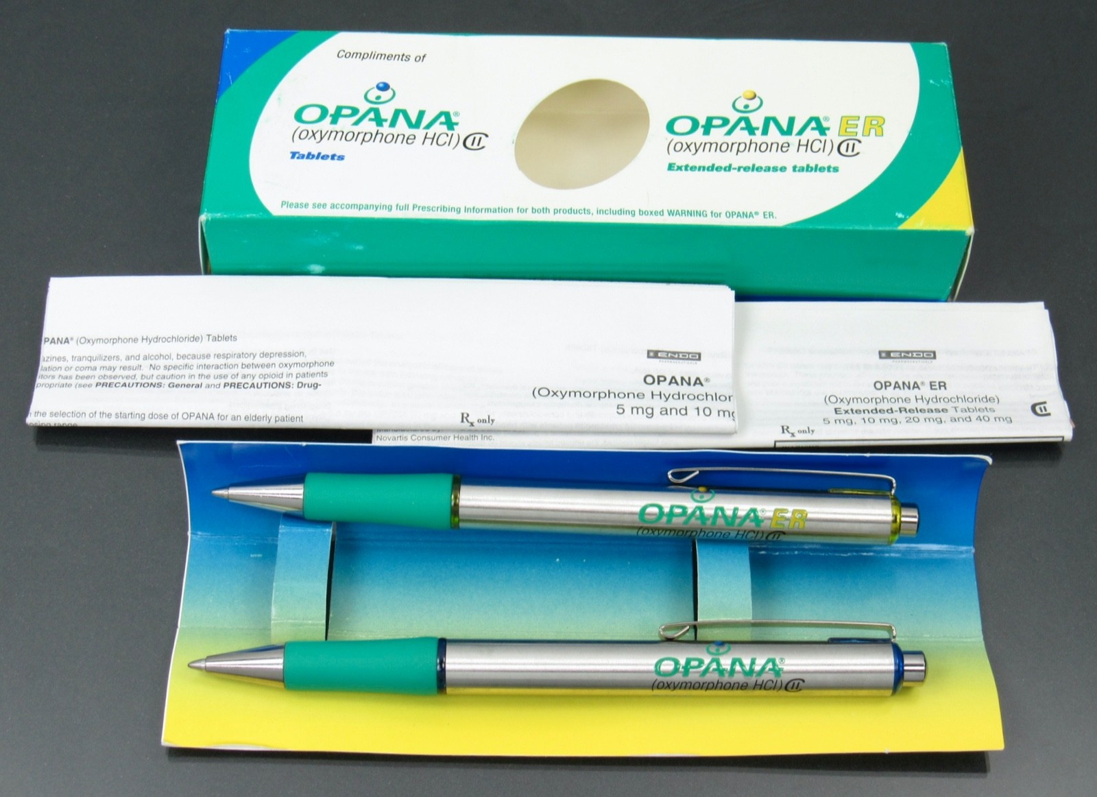 Opana Oxymorphone CII Metal PENS Boxed Set Drug Rep Pharmaceutical Promo HTF