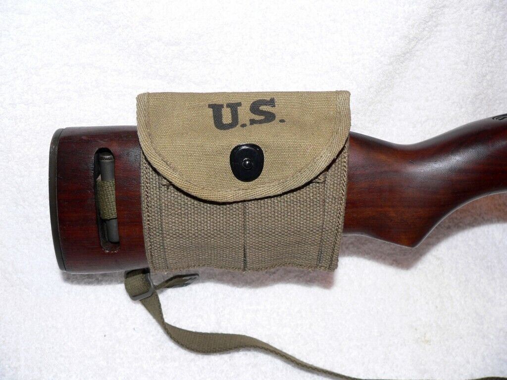 WW2 .30 M1 CARBINE BUTTSTOCK TYPE POUCH OD Green Marked JT&L 1944