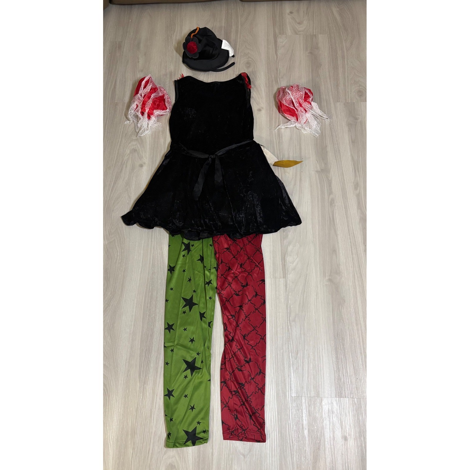 Rubies Evil Clown Costume Womens S Red Black Halloween Cosplay Dress Leggings