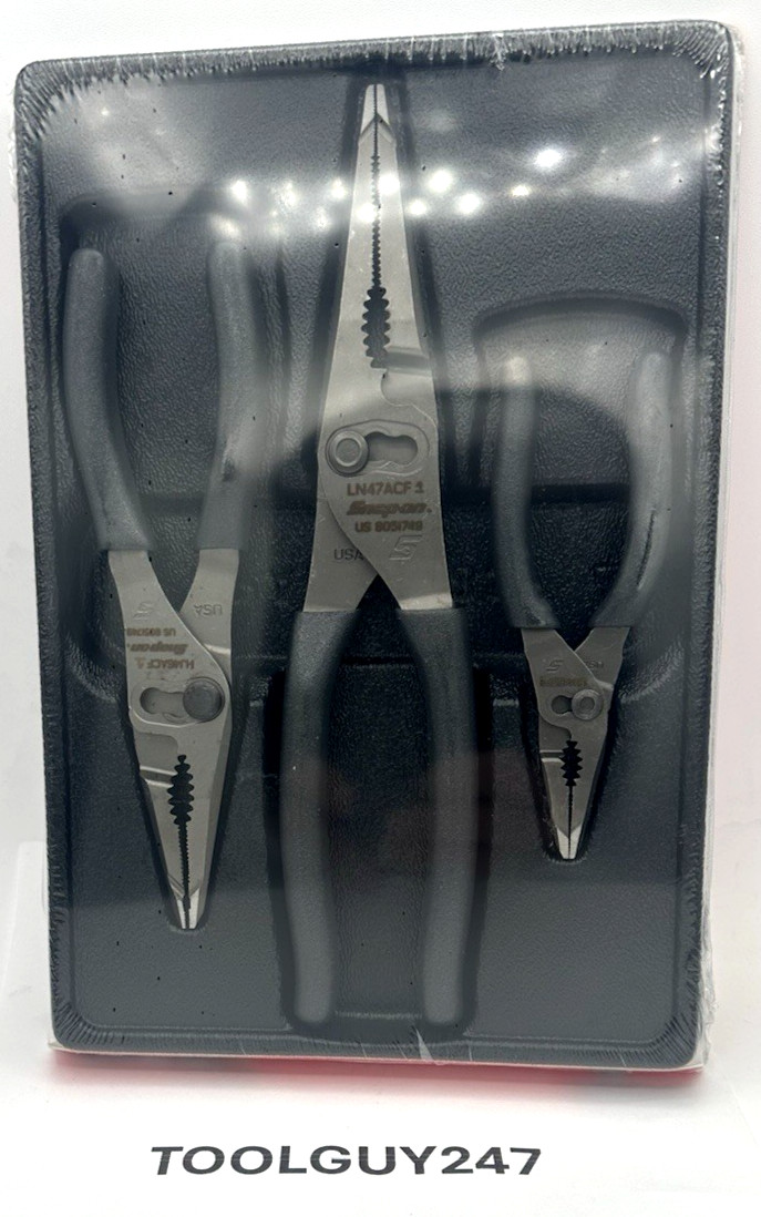 SNAP ON TOOLS USA 3PC DK TITANIUM LONG NOSE Slip Joint Pliers Set PL3LNSJCF DT