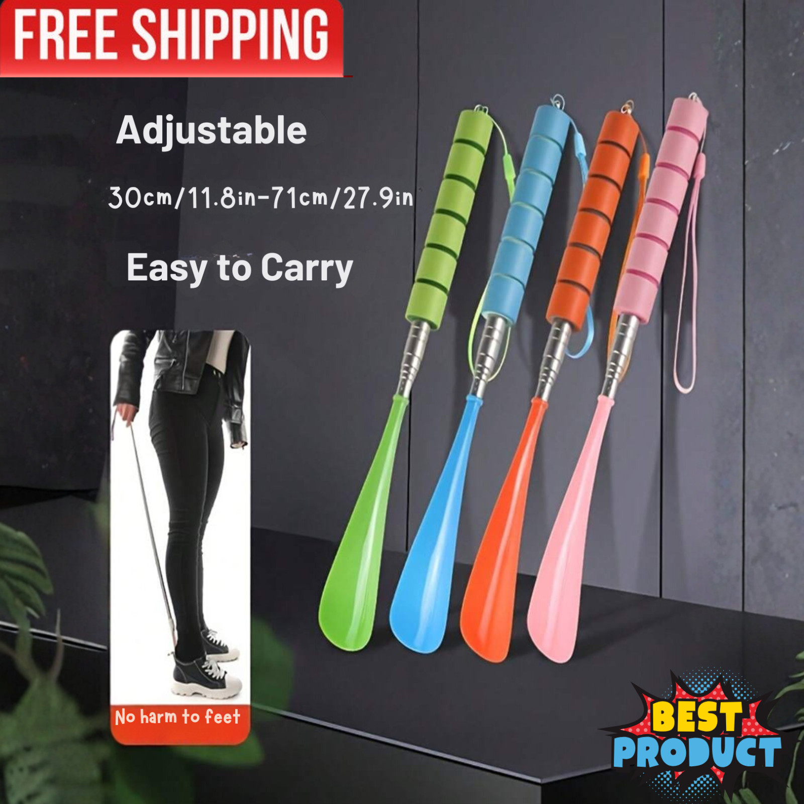 Shoe Horn Extra Long Handle Stainless Steel 27.9" Handled Metal Shoehorn Horns