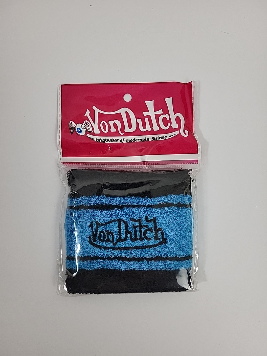 Von Dutch Vintage Terry Cloth Wristband Sweatband Blue And Black