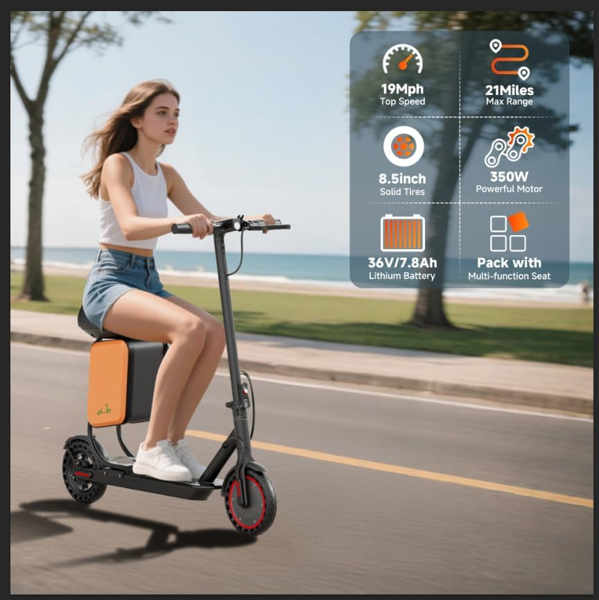 LADPED Electric Scooter with Seat for Adults 31KM/H Folding Commuter E-Scooter