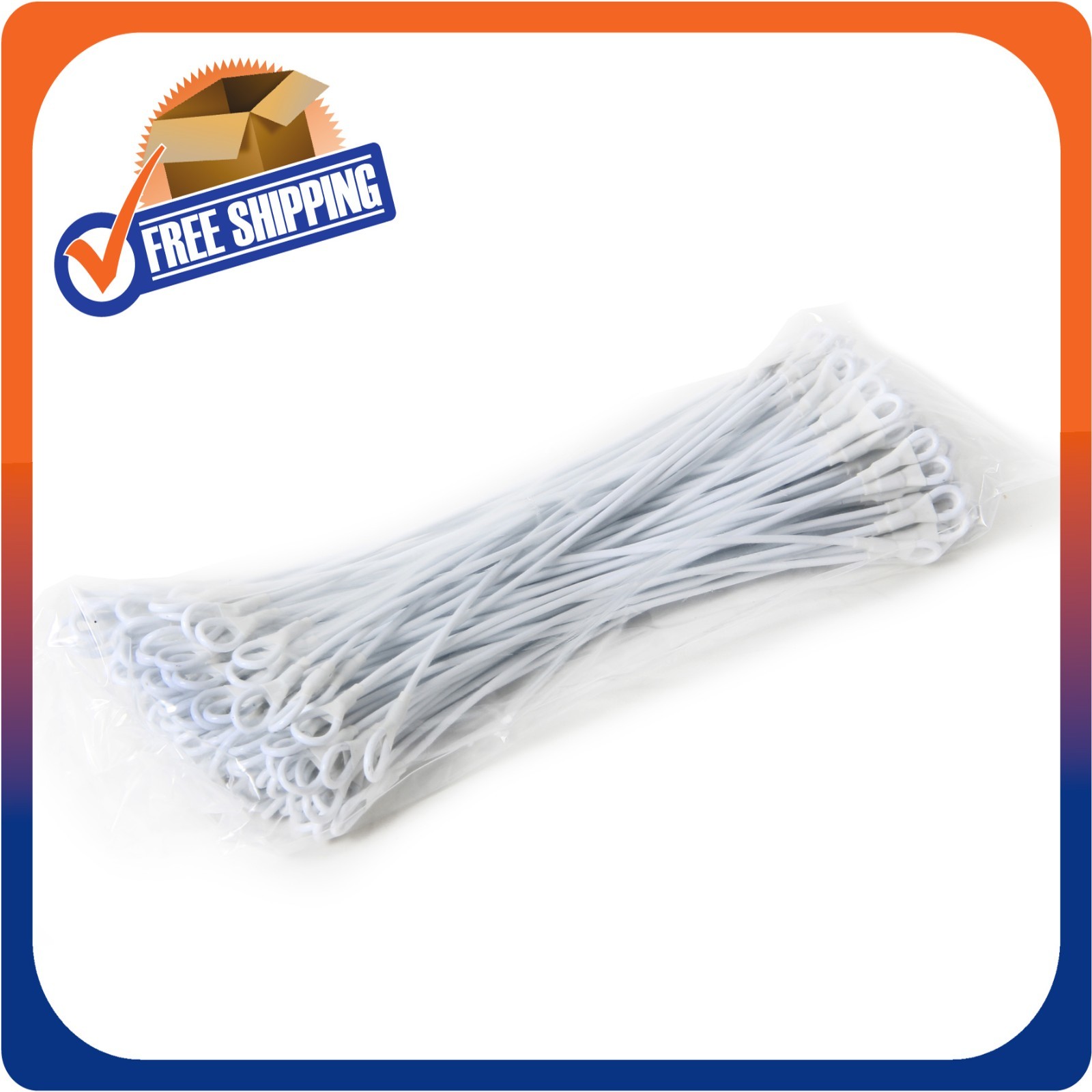 200 SECURITY LANYARD 2 LOOP WHITE 8 INCH LOSS PREVENTION CHECKPOINT COMPATIBLE