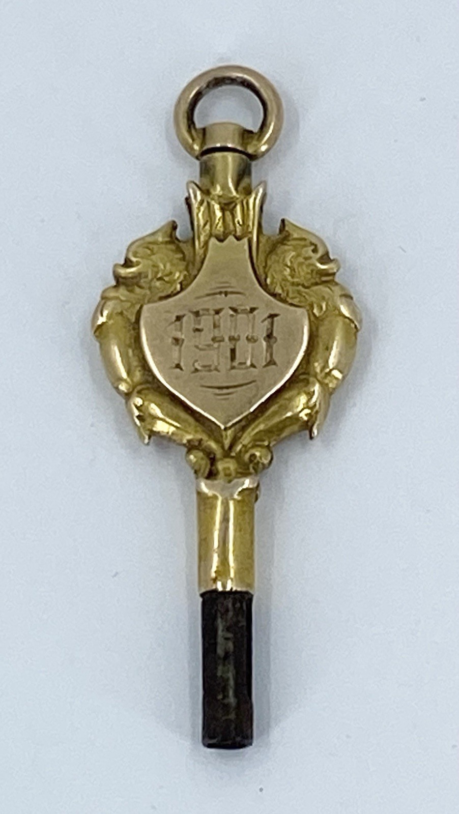 Antique 14k Yellow Gold Watch Key Fob Pendant Griffins 1901 4.2g