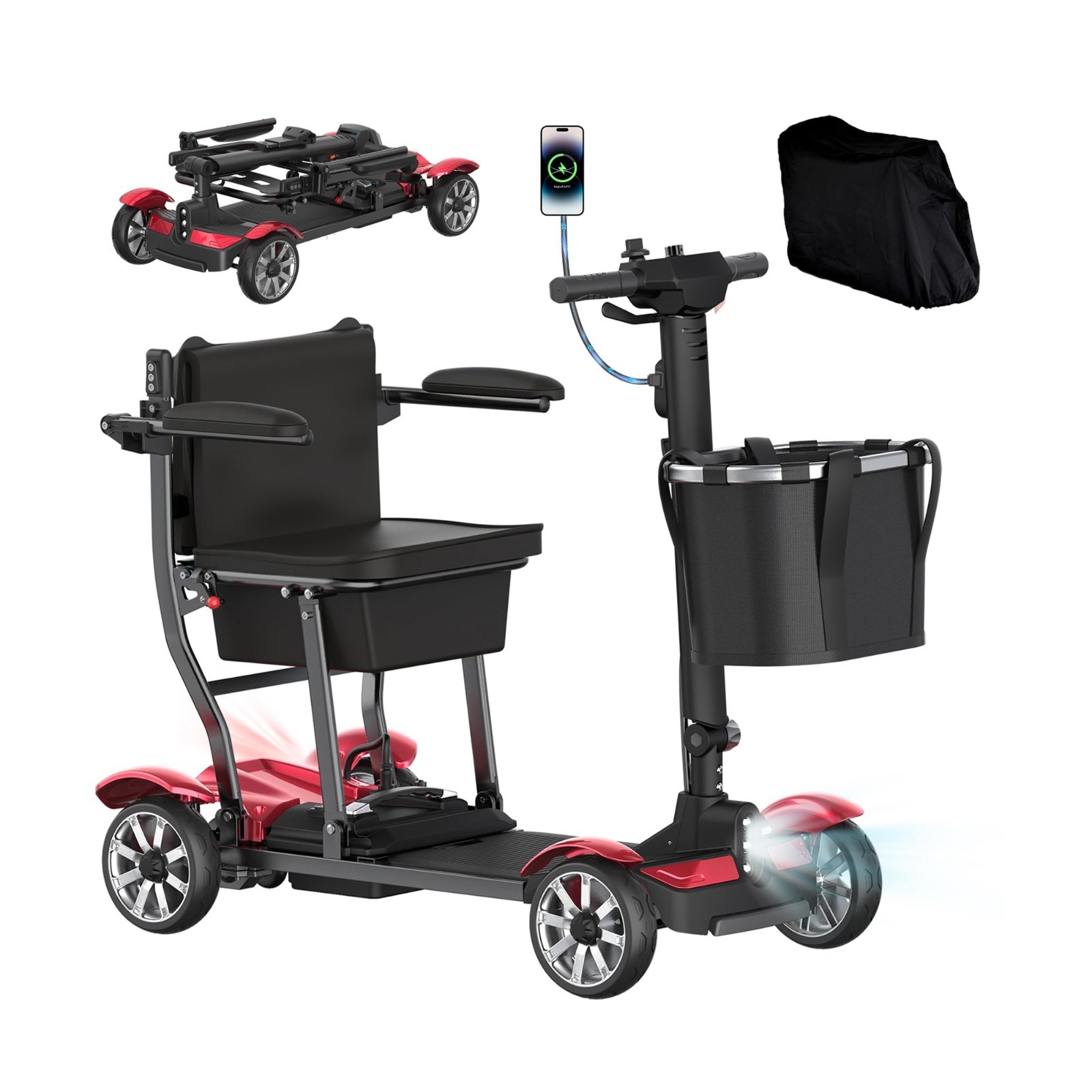 39LBS Foldable 4-Wheel Mobility Scooter for Seniors-All Terrain,Airline Approved