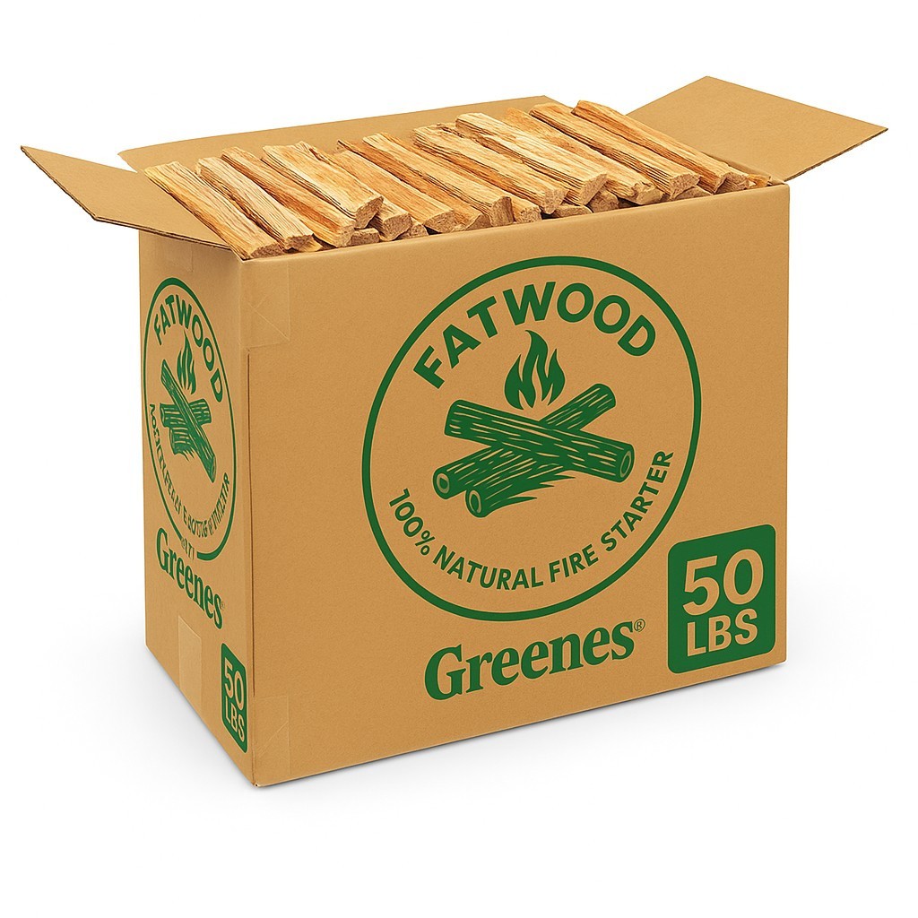 Greenes Fence Fatwood Fire Starter – 50 lb Box, 100% Natural Resin Pine Kindling