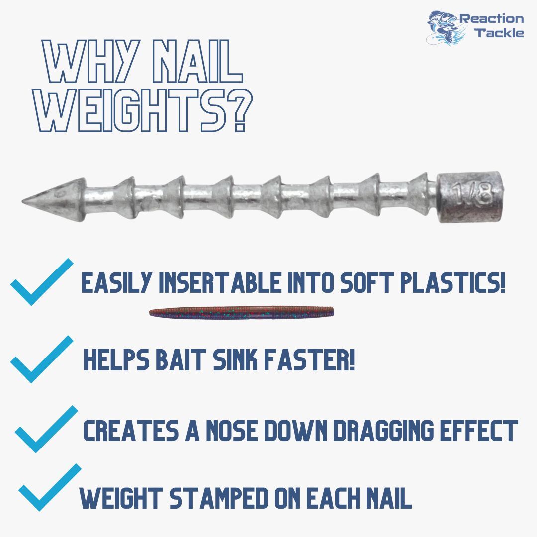 Reaction Tackle High Quality Lead Nail Weights/ Insert Sinkers in Various Sizes